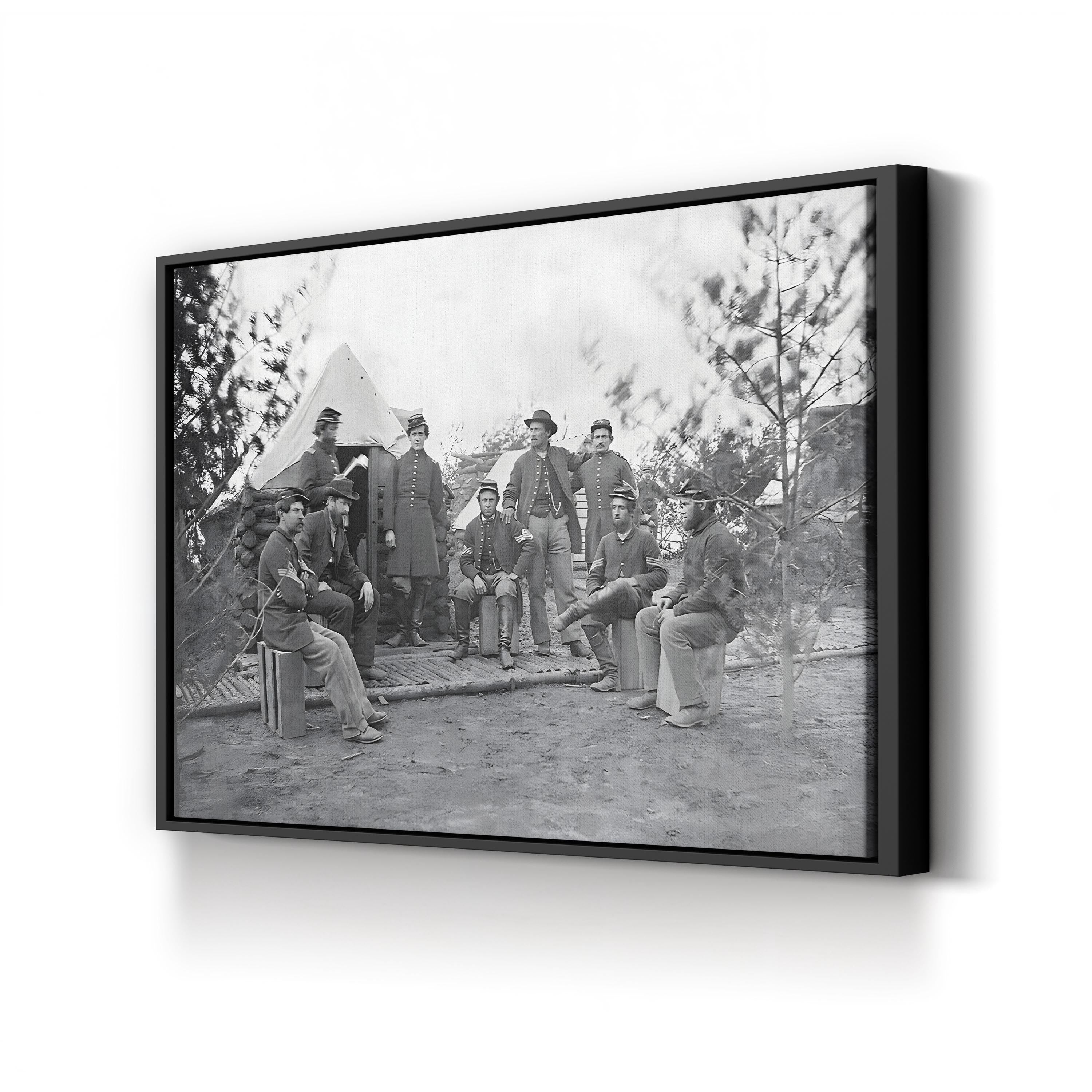 Soldiers at Camp During the American Civil War Wall Art | National Archives Vintage Photograph Canvas
