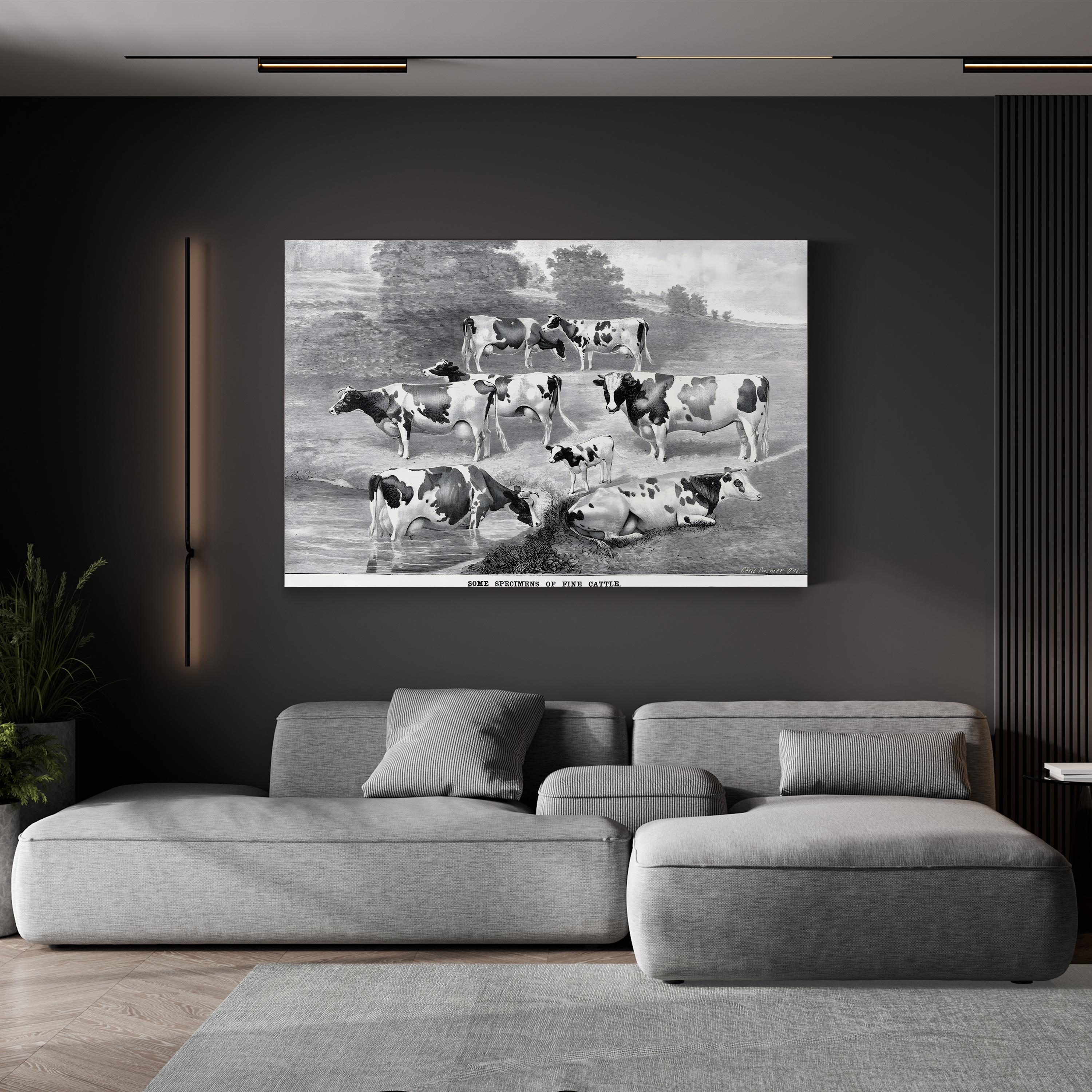 1884 Farmstead Cattle Farmhouse Canvas Wall Art
