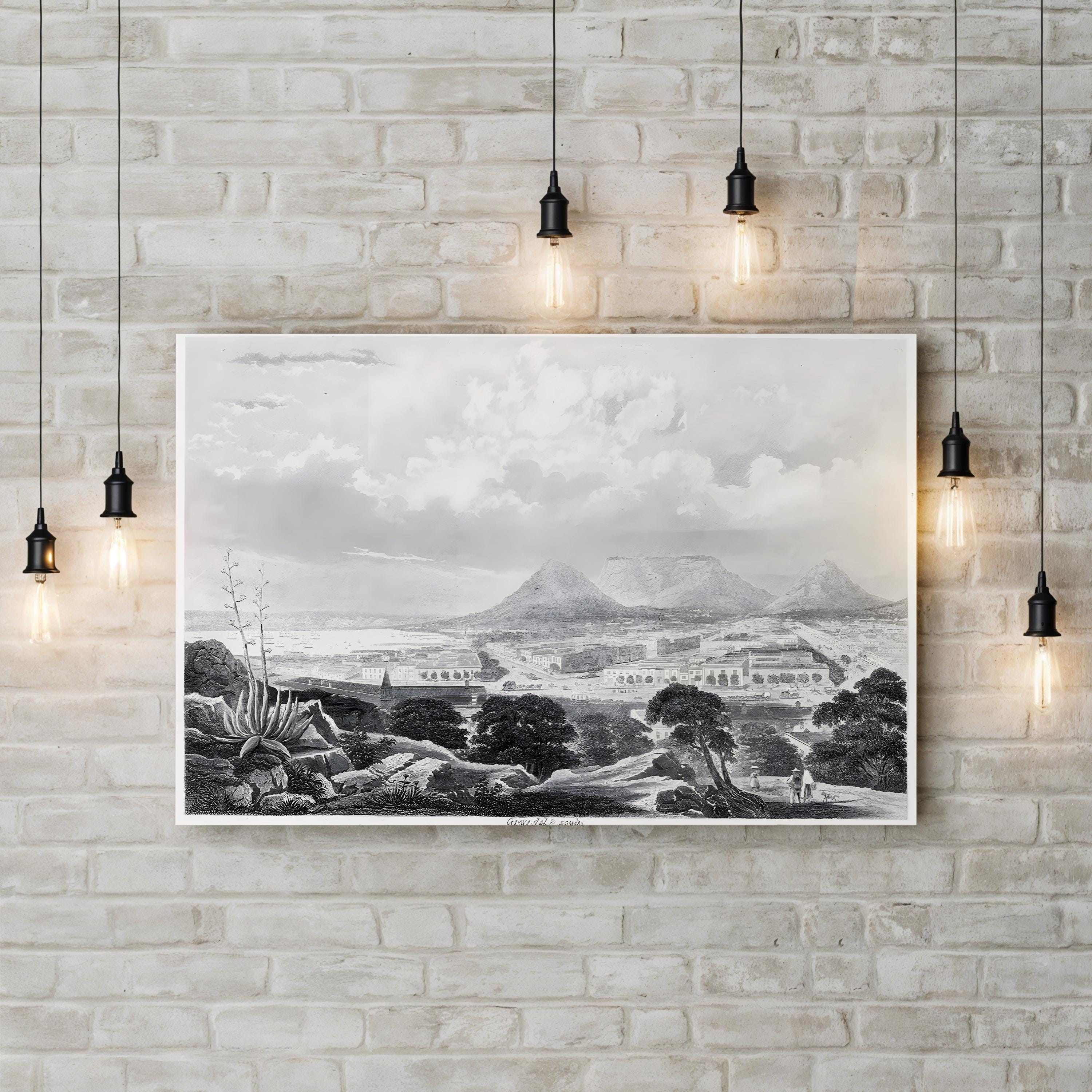 South Africa, Cape Town Wall Art – 19th Century Black and White Landscape