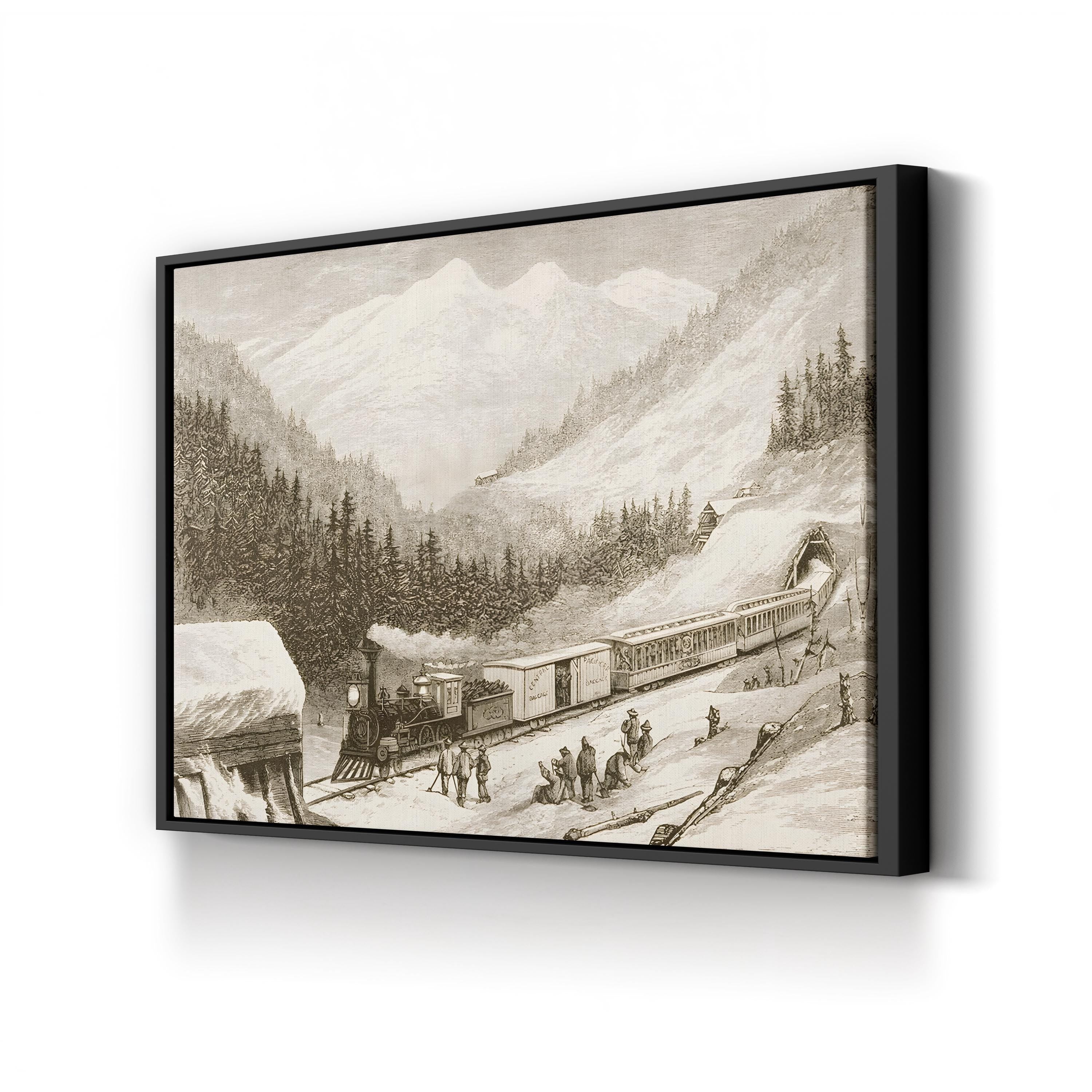 Sierra Nevada Steam Train – Period Illustration Wall Art | Vintage Railroad Canvas Print