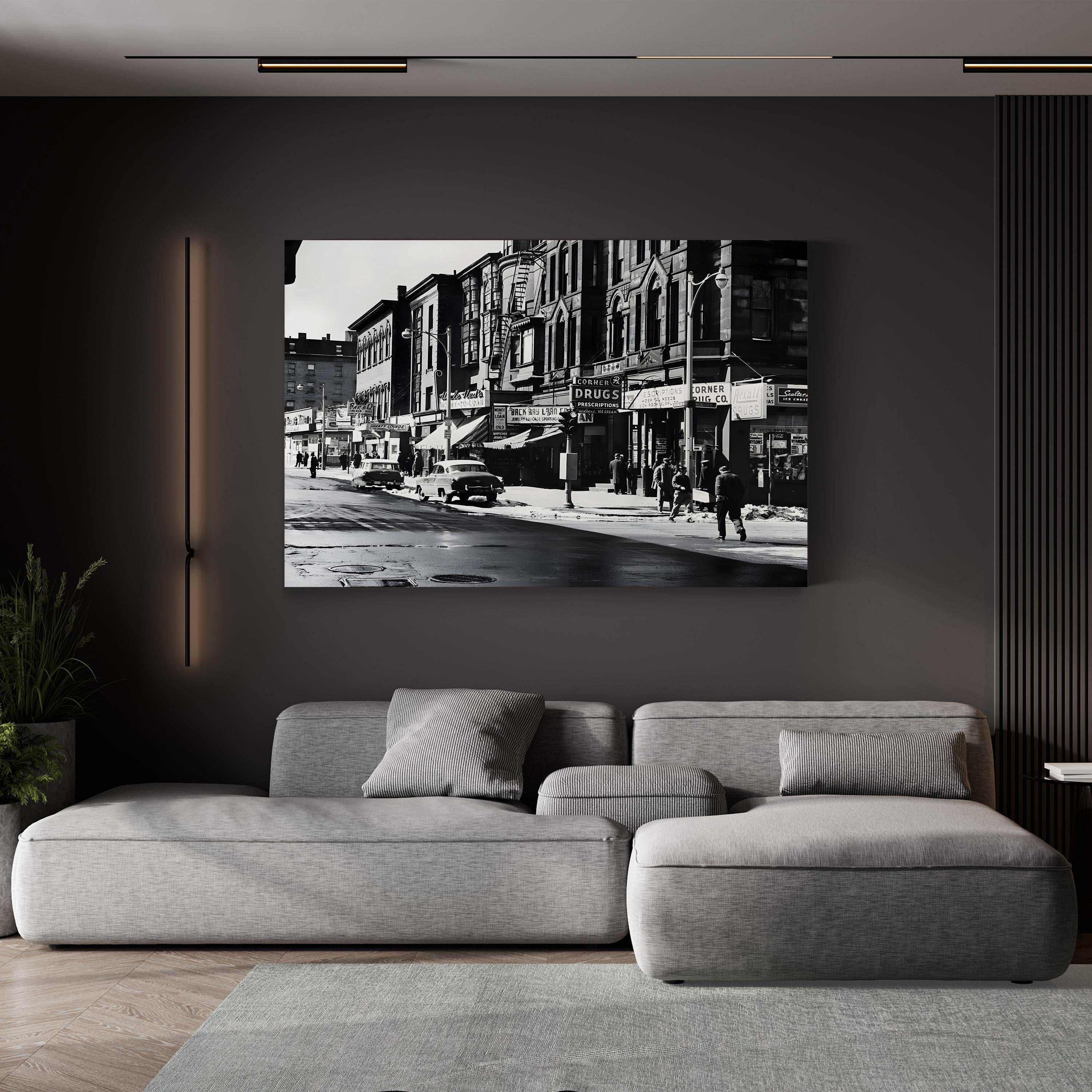 Washington Street Boston, 1960s – Vintage Photography Wall Art | Black & White Cityscape Canvas Print
