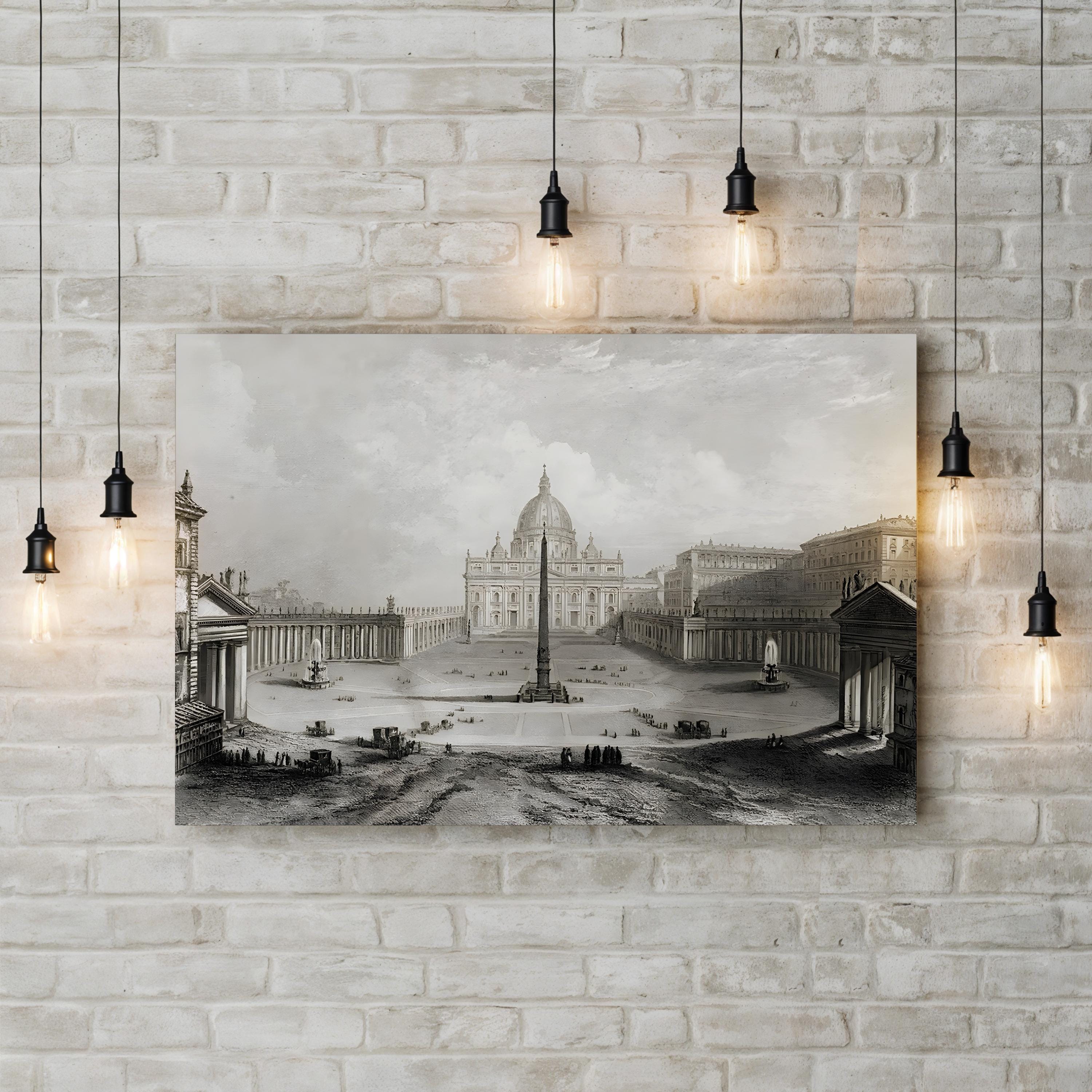 St. Peter’s Basilica, Rome Canvas Art Print: 18th Century Architectural Engraving by Piranesi