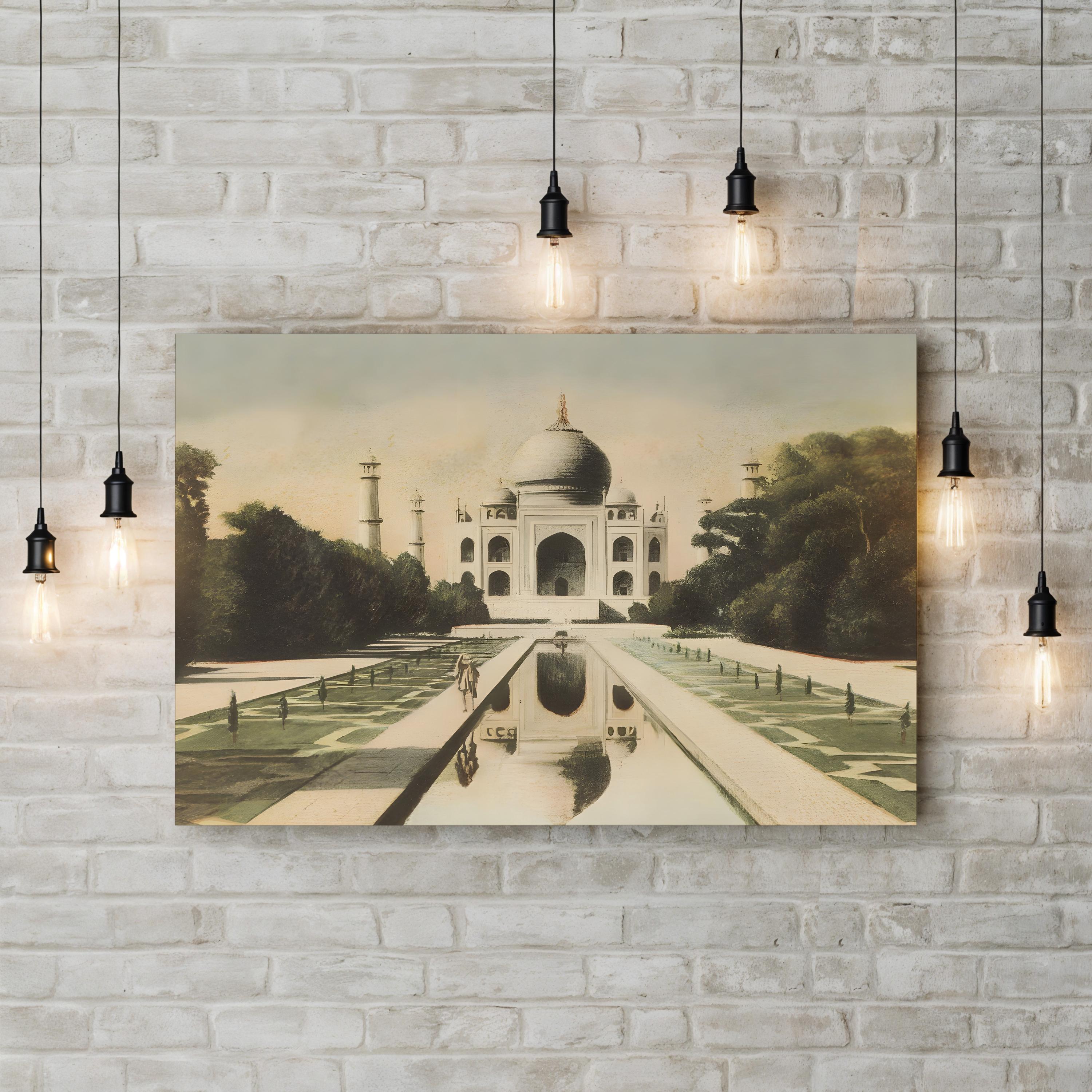 Taj Mahal Postcard I Canvas Print – Vintage India Architecture Wall Art