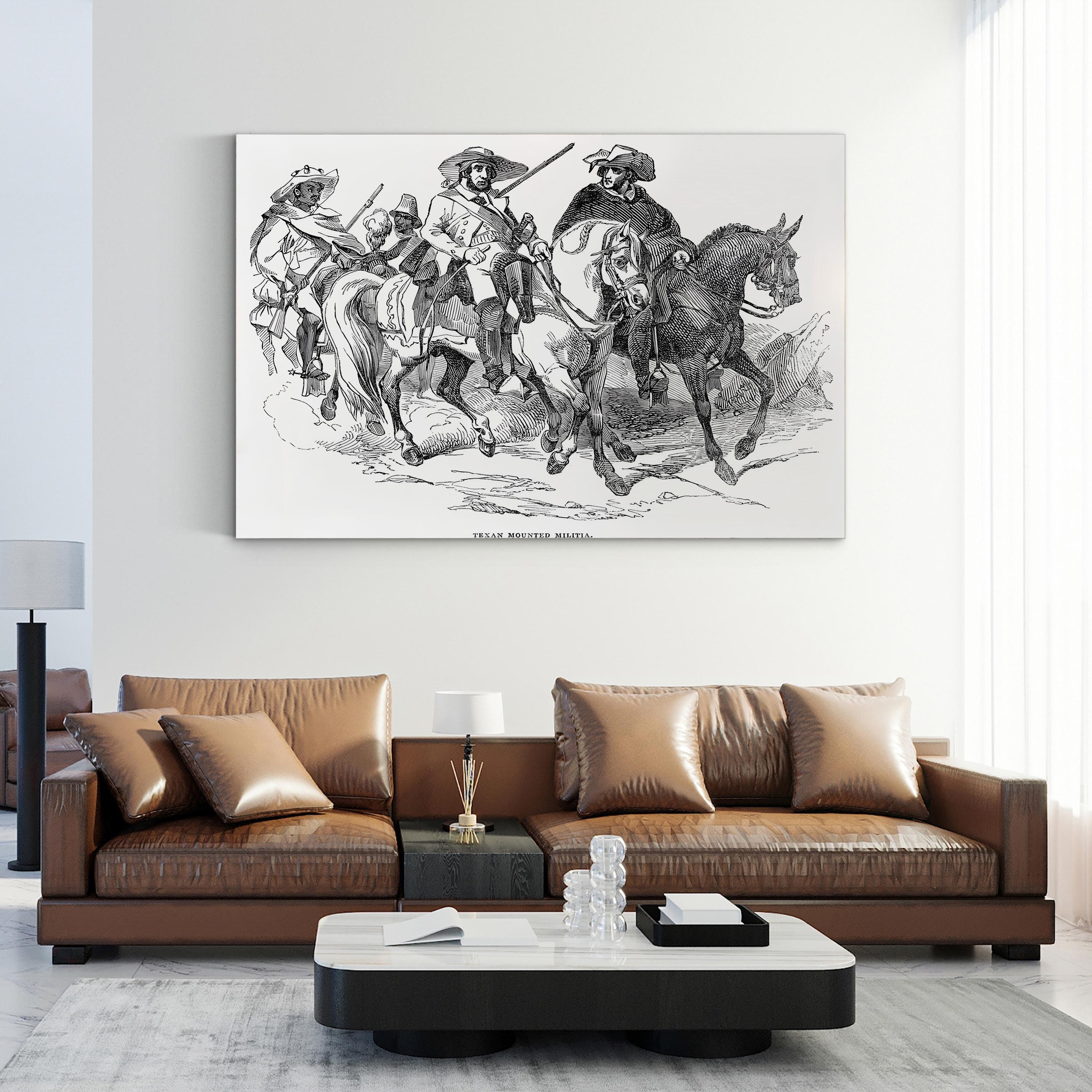 Texas Rangers 1842 Canvas Print – Vintage Western Cowboy on Horse Wall Art