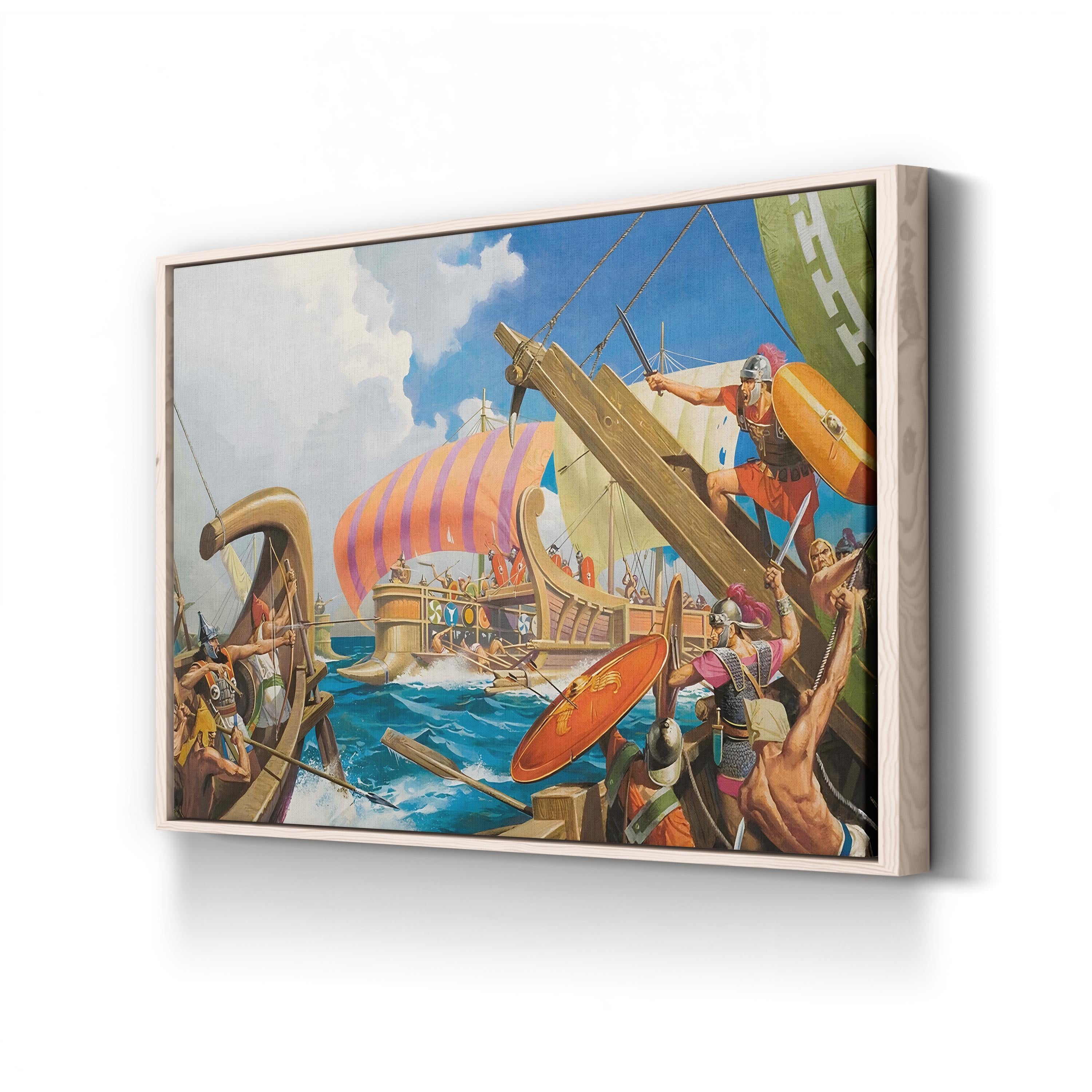 Vintage “The Army That Fought at Sea” Canvas Art Print: Ancient Naval Warfare Illustration