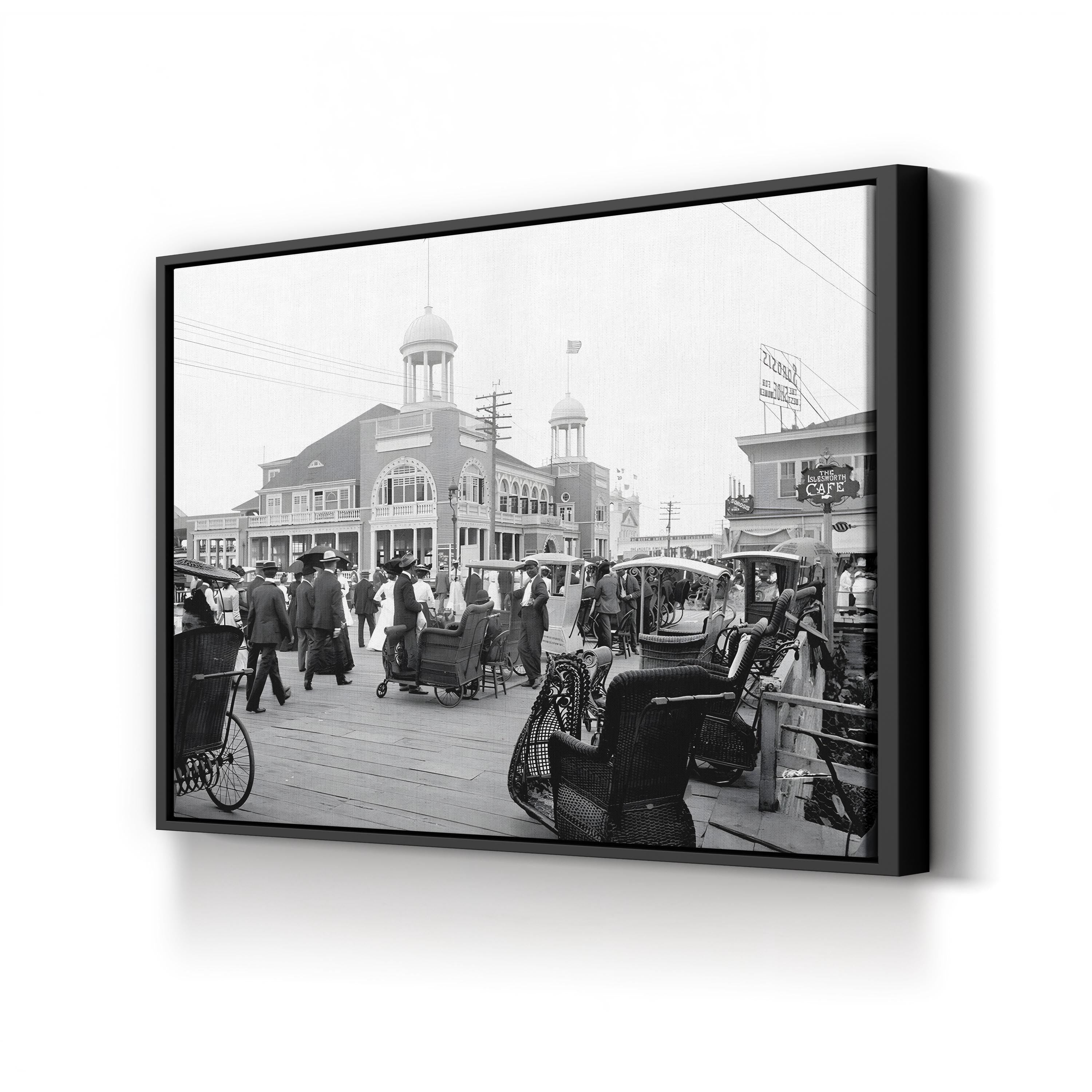Atlantic City Boardwalk, 1900 – Vintage Photography Wall Art | Black & White Coastal Canvas Print