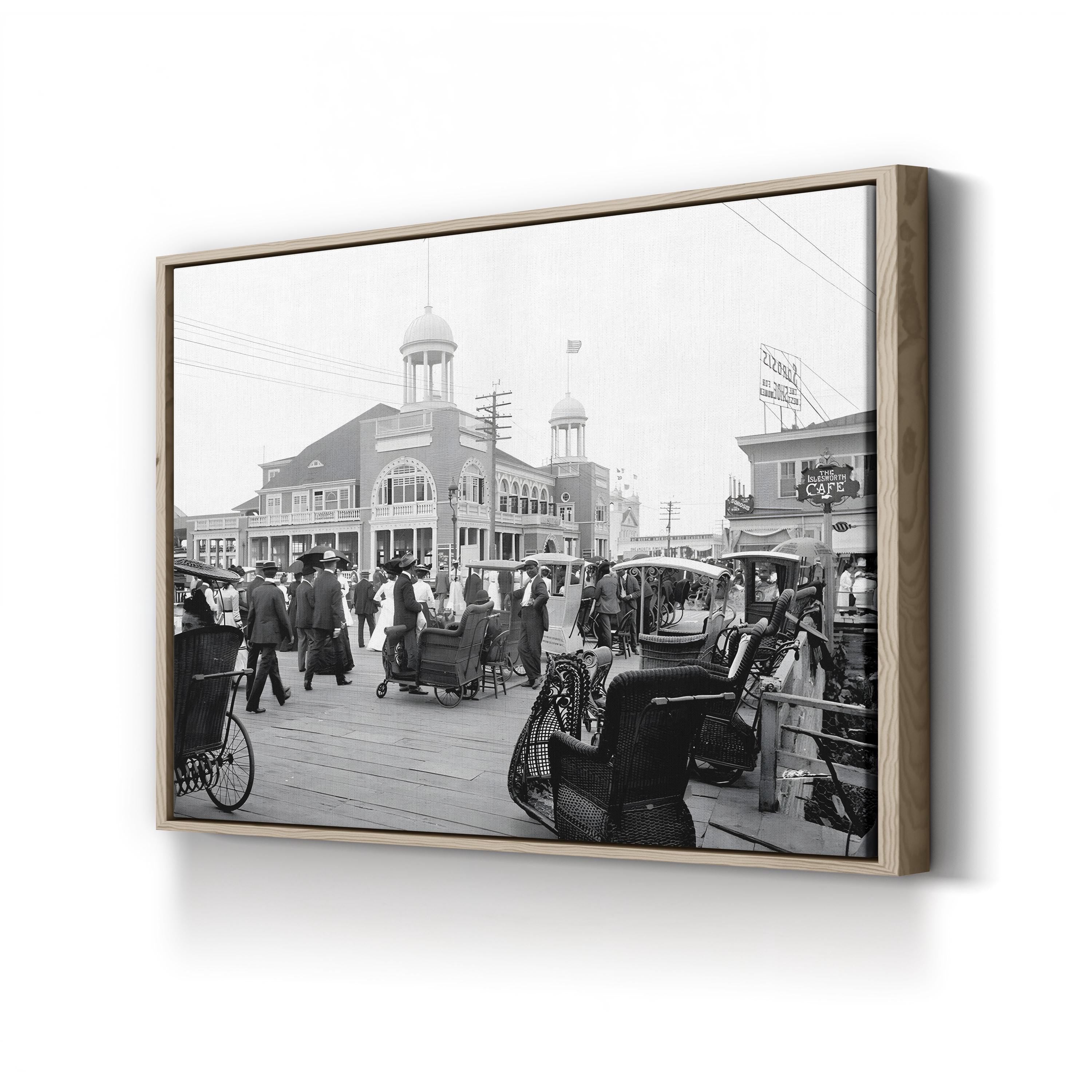 Atlantic City Boardwalk, 1900 – Vintage Photography Wall Art | Black & White Coastal Canvas Print