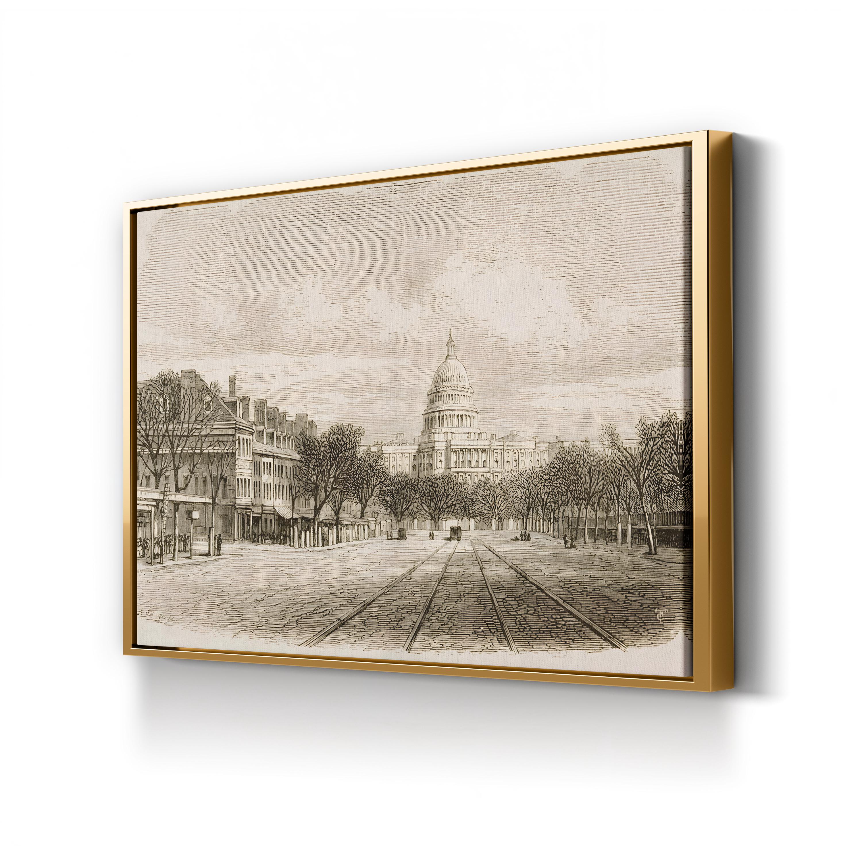 US Capitol Building, 1870s – Period Illustration Wall Art | Vintage Washington DC Canvas Print