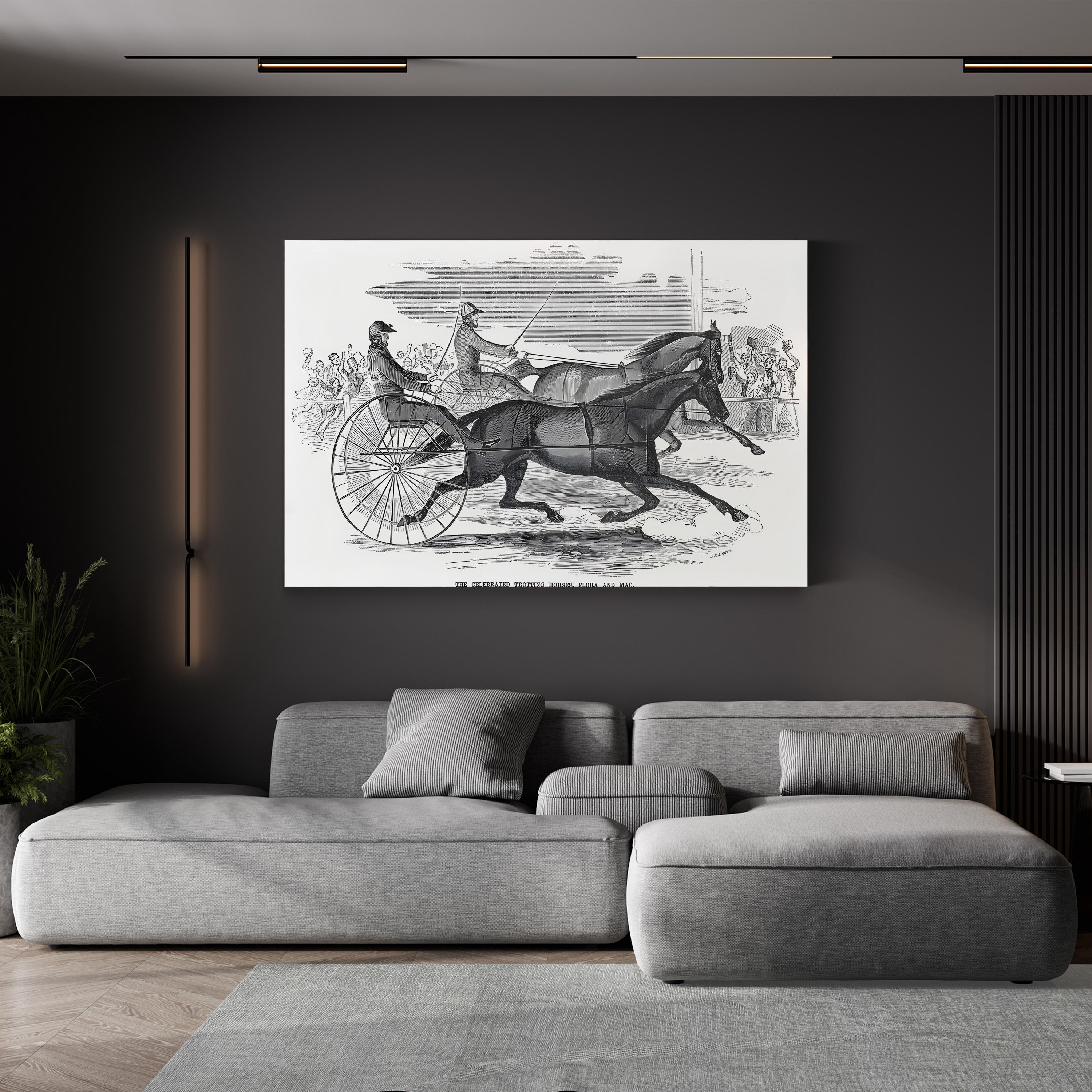 Flora & Mac, Trotting Horses, c. 1854 canvas print in gallery wrap canvas