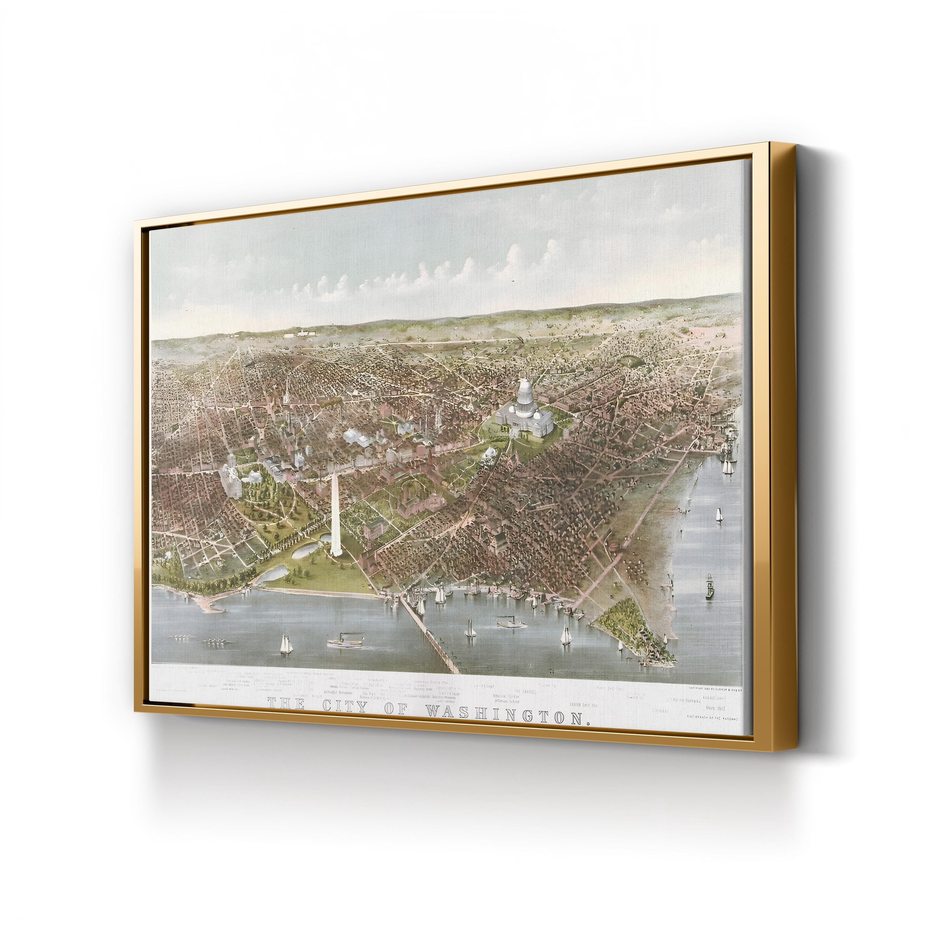 Washington DC Potomac View – Period Illustration Wall Art | 19th-Century Cityscape Canvas Print