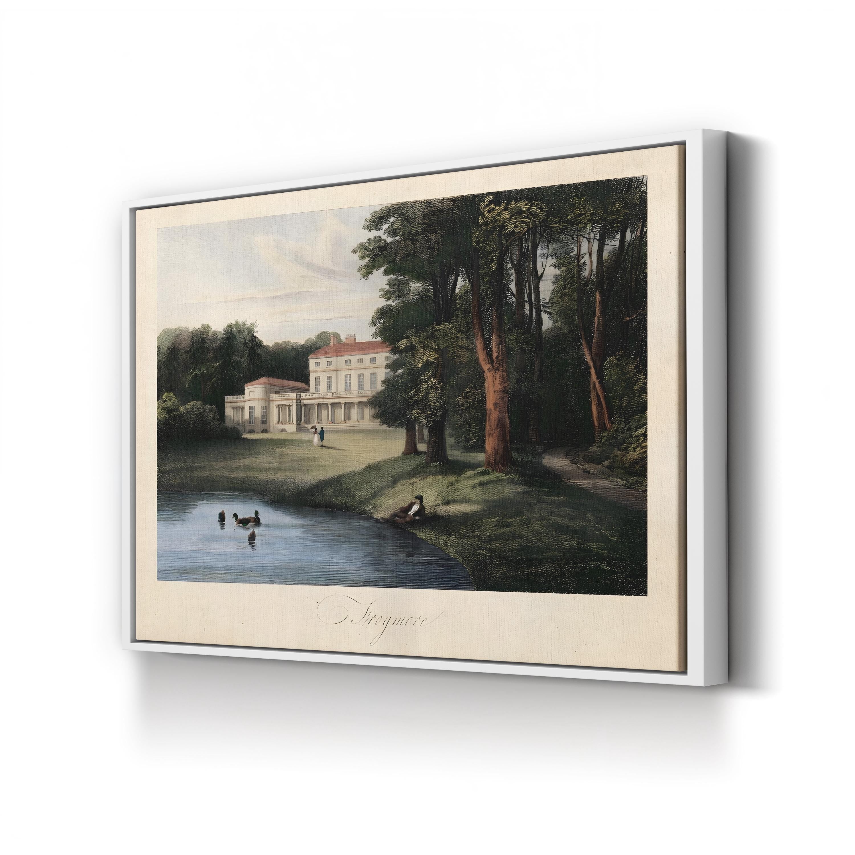 English Countryside I River Estate – Period Illustration Wall Art | Pastoral Landscape Canvas Print