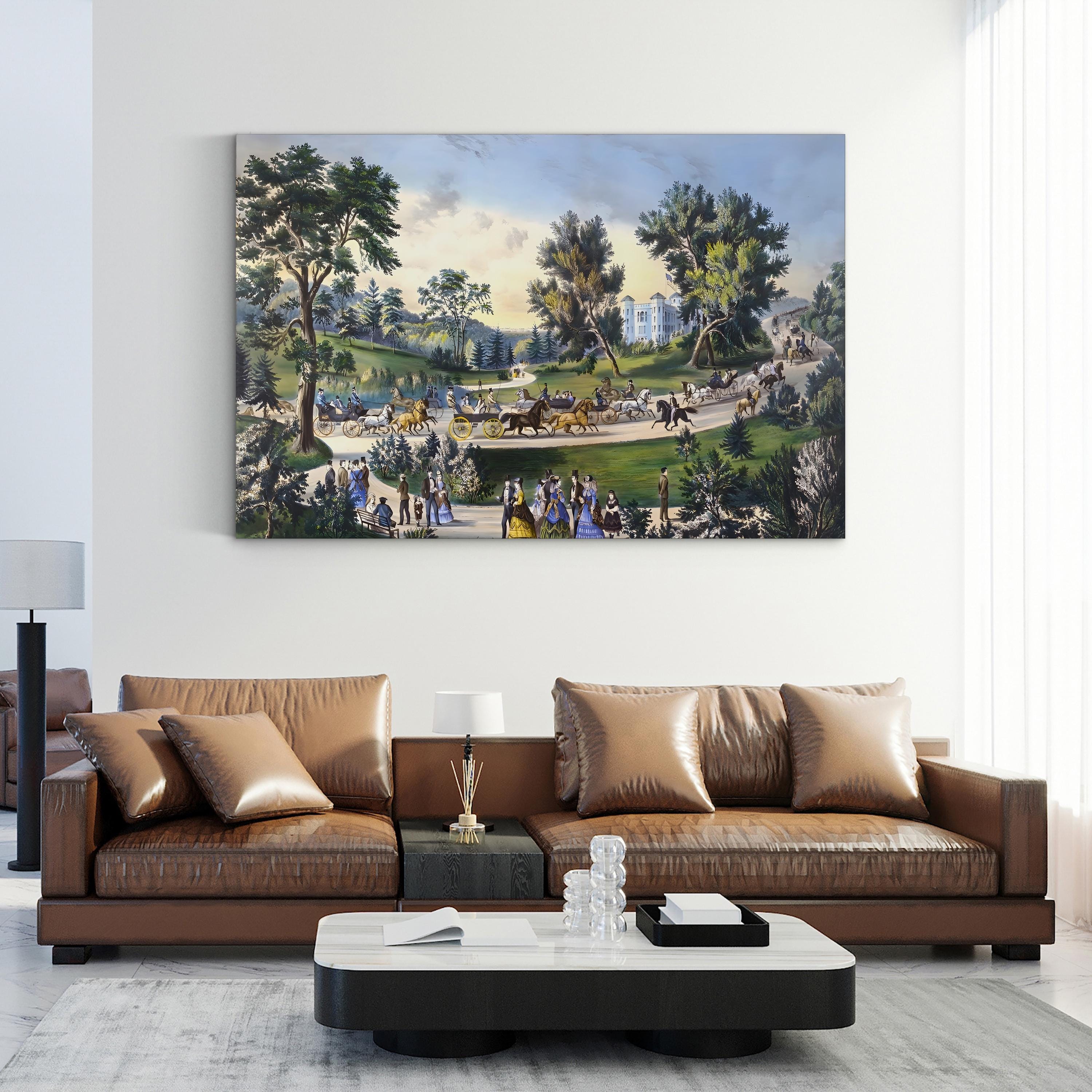 The Grand Drive, Central Park, New York, 1869 Wall Art by Currier and Ives