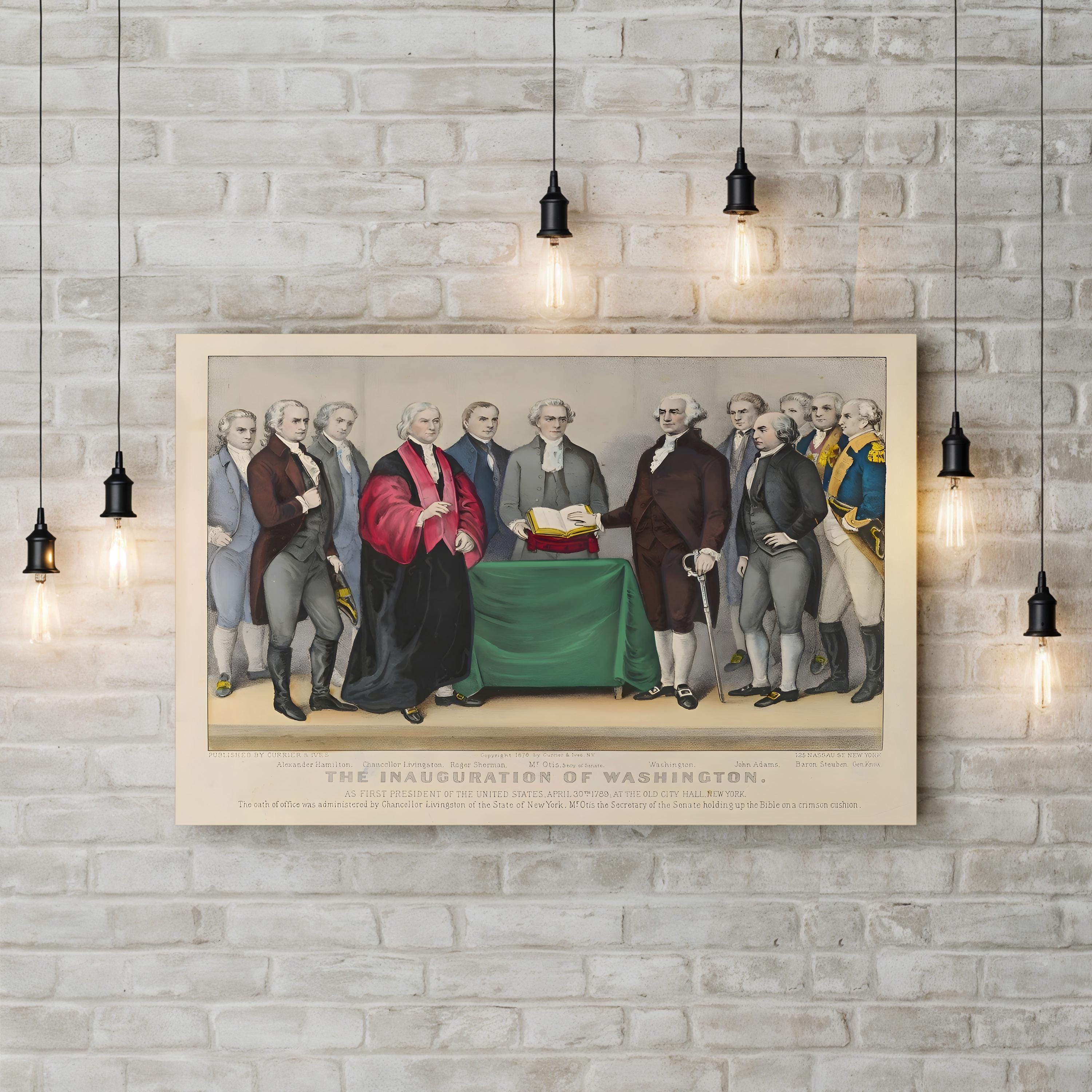 George Washington Inauguration Wall Art – Currier & Ives 1789 American History Lithograph Print