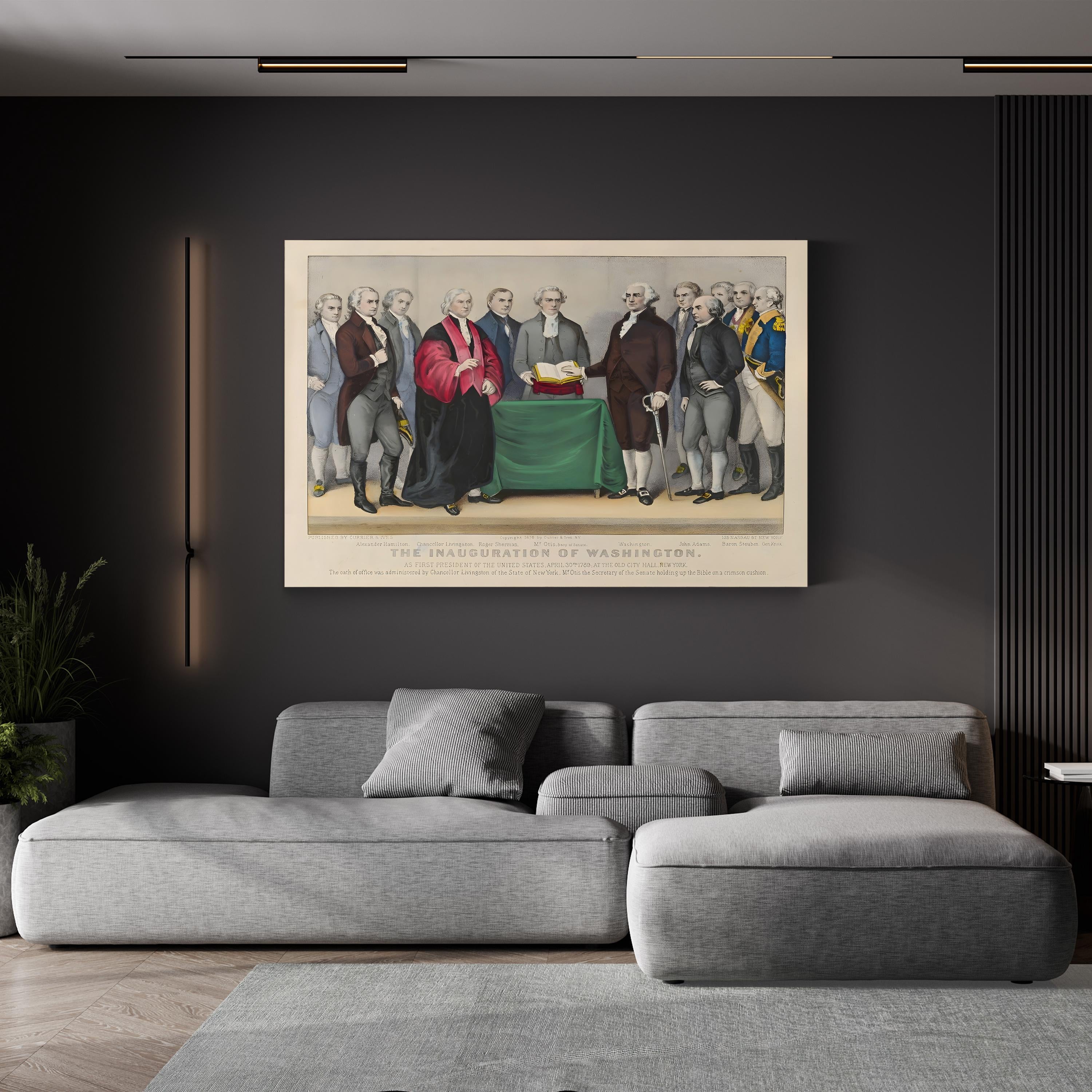 George Washington Inauguration Wall Art – Currier & Ives 1789 American History Lithograph Print