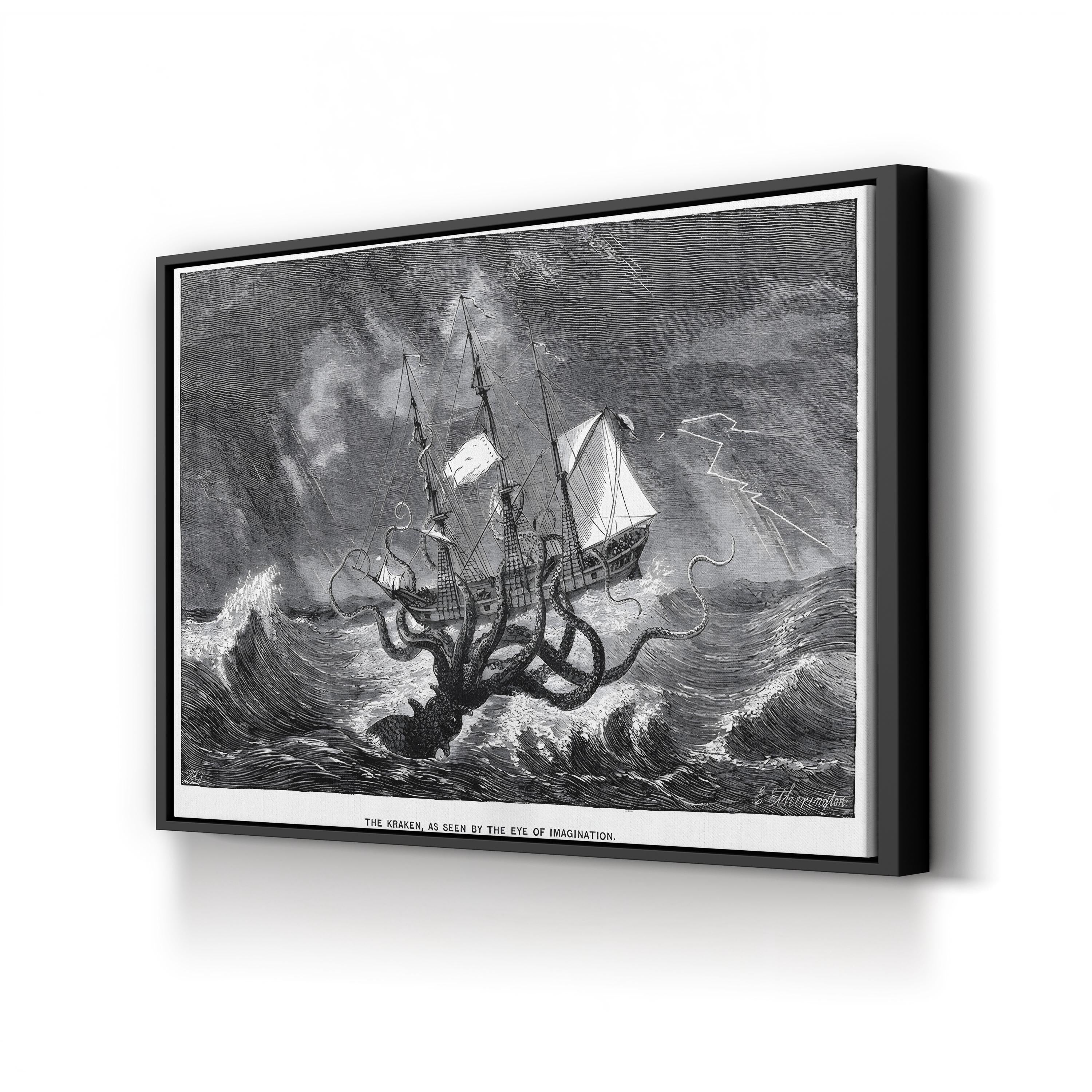 The Kraken, As Seen by the Eye of the Imagination, 1887 Wall Art by Edgar Etherington | Victorian Nautical Myth Illustration