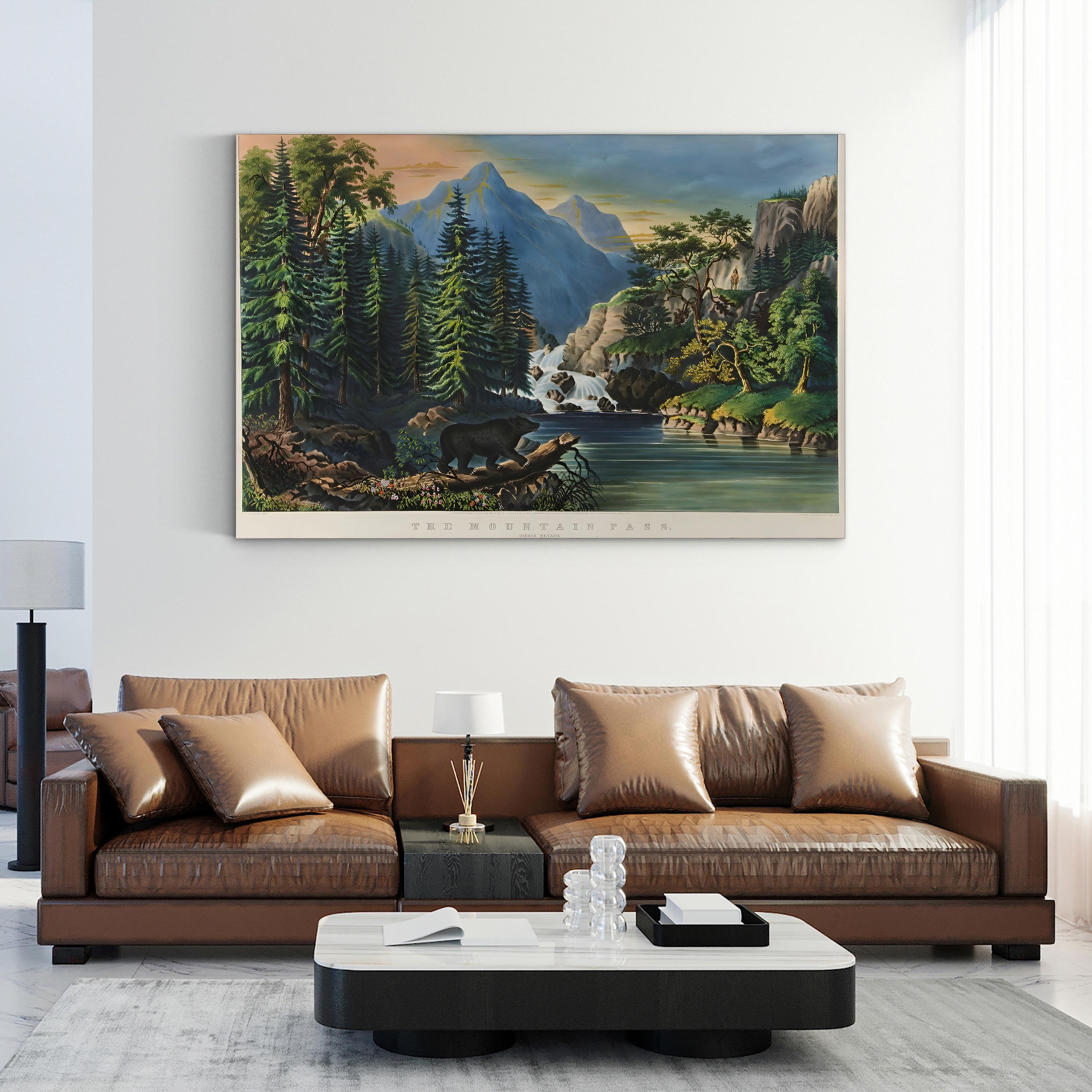 Sierra Nevada Mountain Pass – Period Illustration Wall Art | Wilderness Landscape Canvas Print