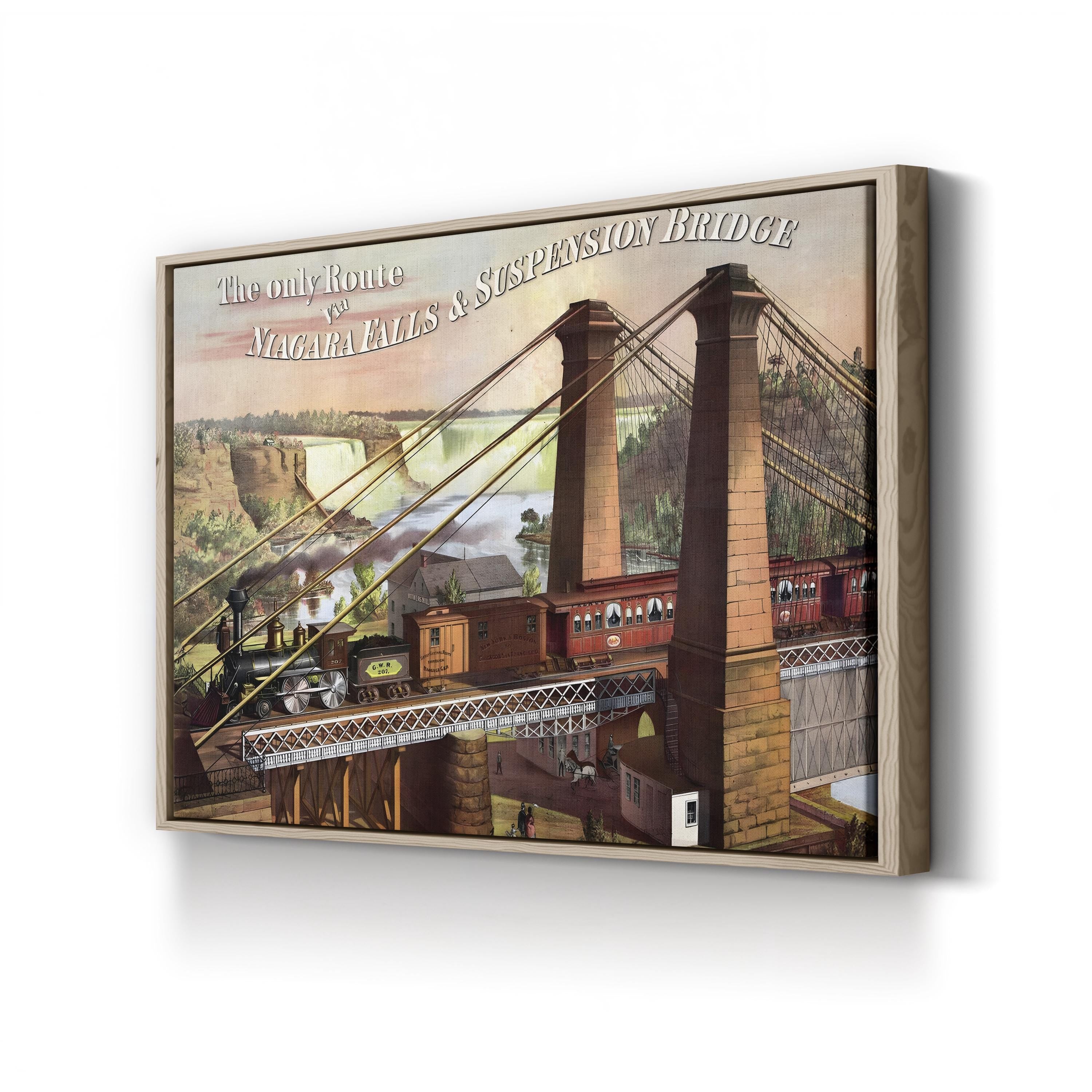 The Only Route Via Niagara Falls & Suspension Bridge, 1876 – Vintage Travel Illustration Wall Art