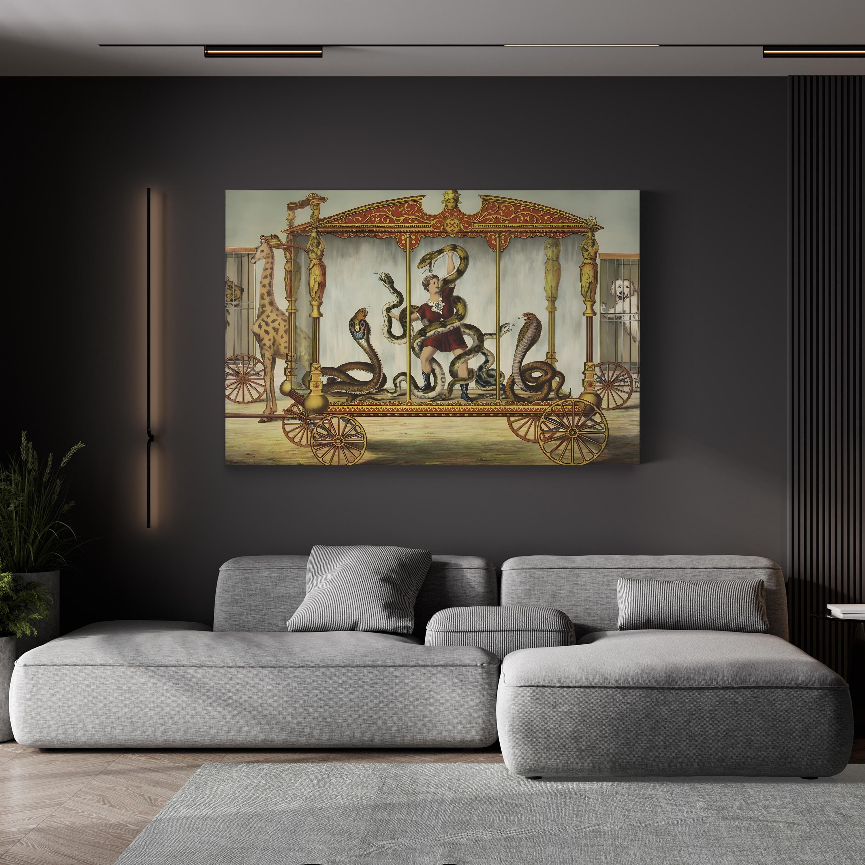 1874 Circus Snake Wagon – Period Illustration Wall Art | Vintage Circus Poster Canvas Print