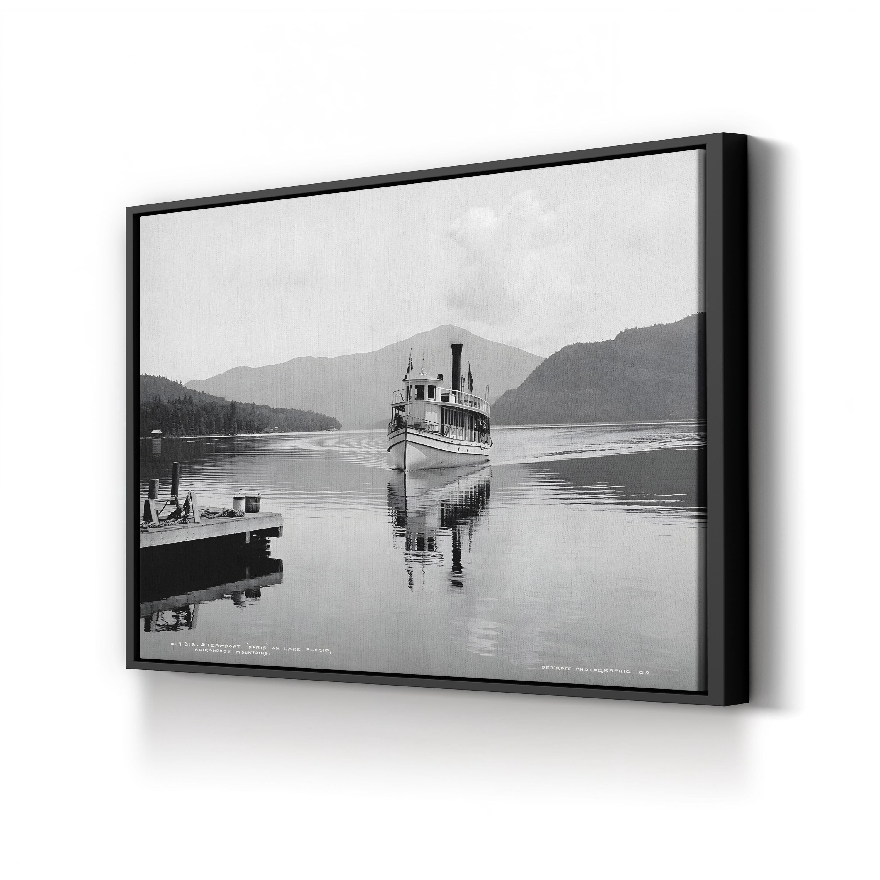 The Steamboat Doris on Lake Placid, Adirondack Mountains, New York (c.1902) Wall Art by William Henry Jackson
