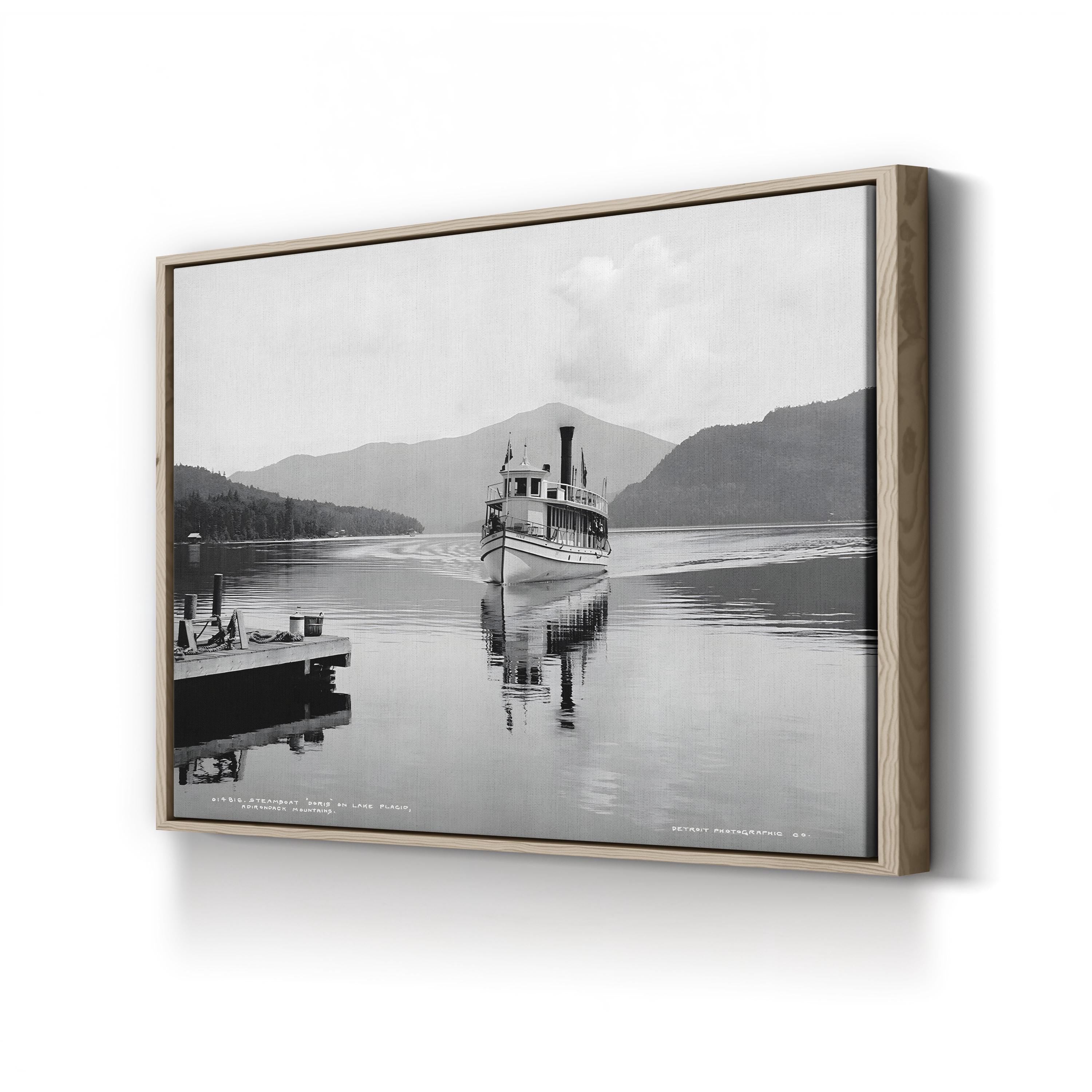 The Steamboat Doris on Lake Placid, Adirondack Mountains, New York (c.1902) Wall Art by William Henry Jackson