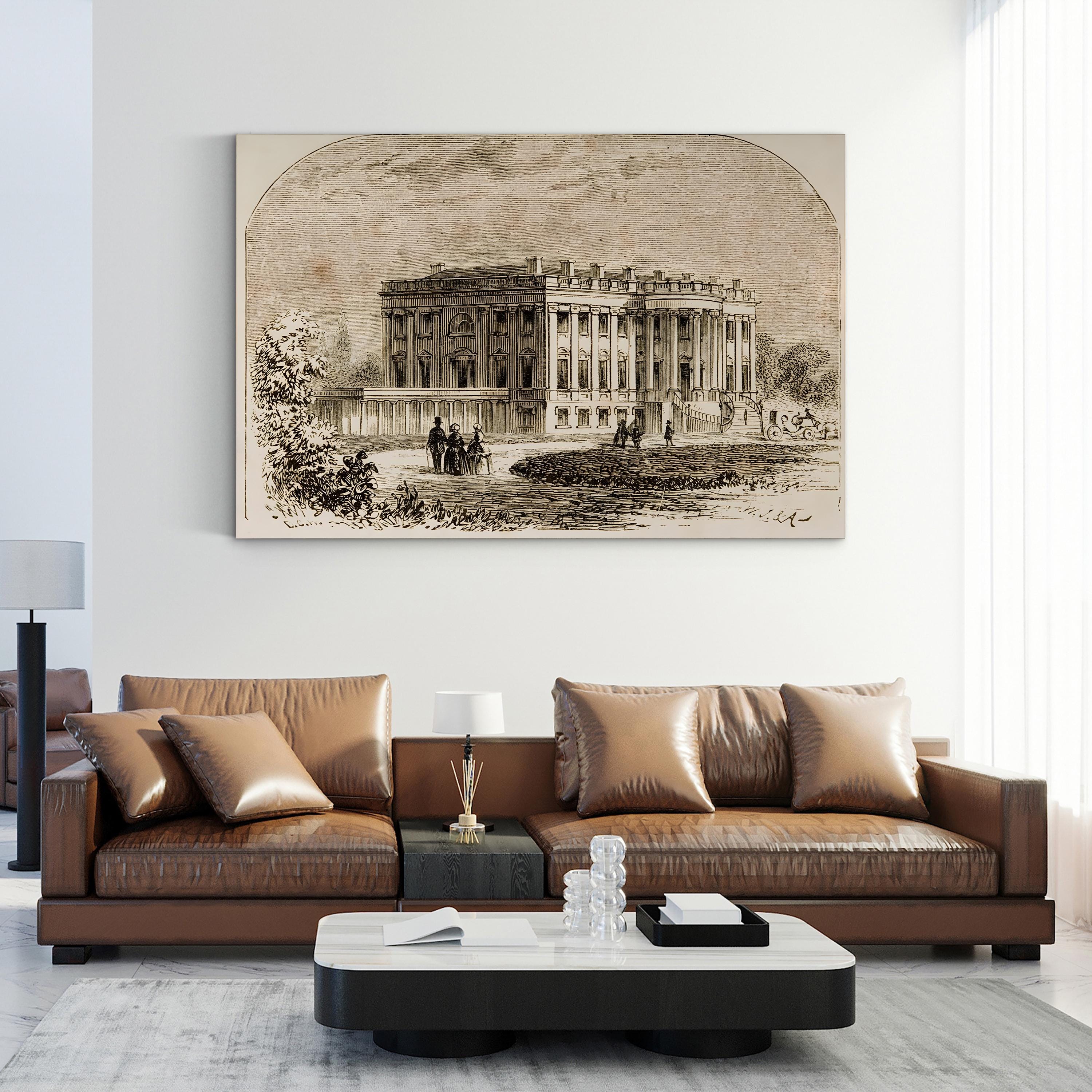 The White House, 1870s – Period Illustration Wall Art | Historic Engraving Canvas Print