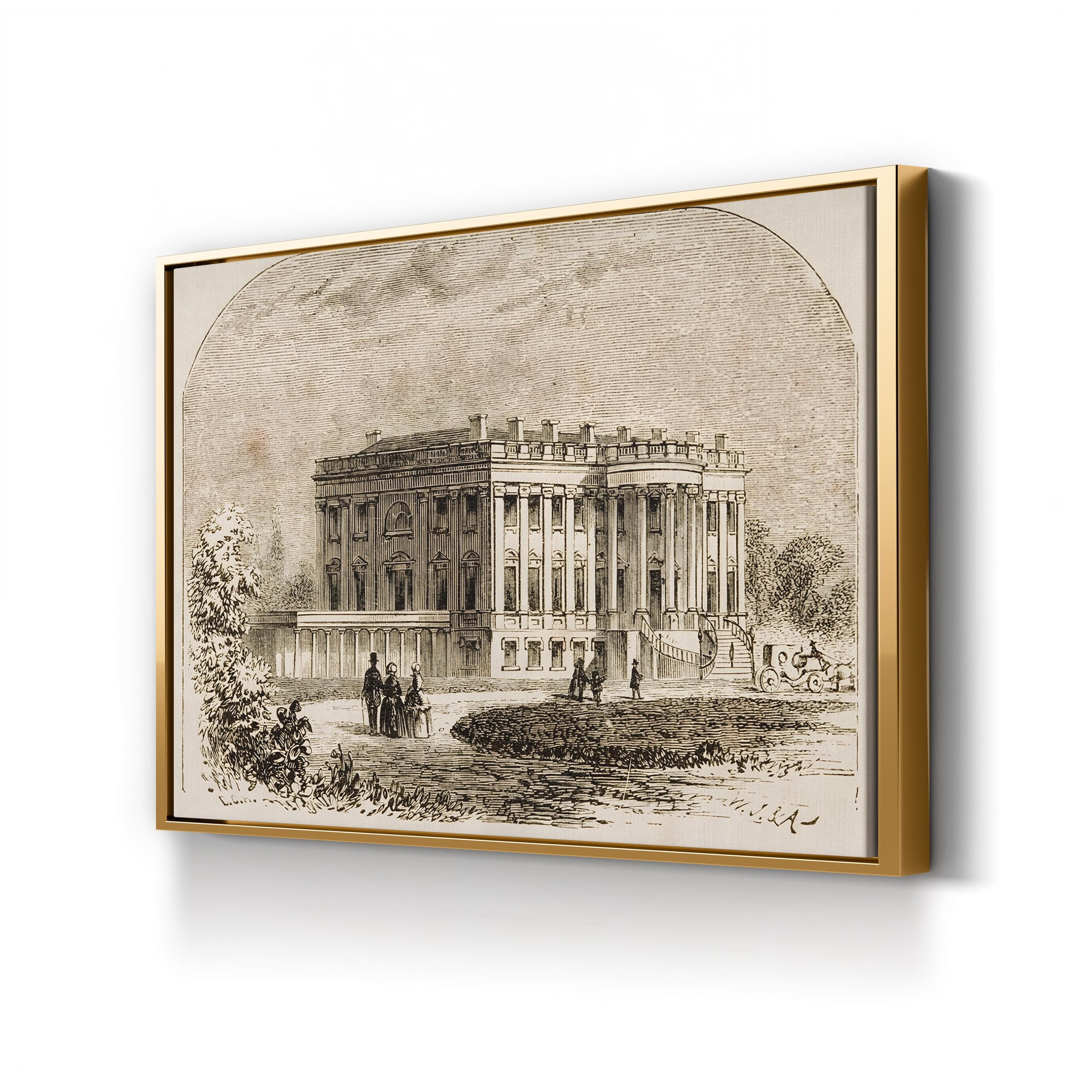 The White House, 1870s – Period Illustration Wall Art | Historic Engraving Canvas Print