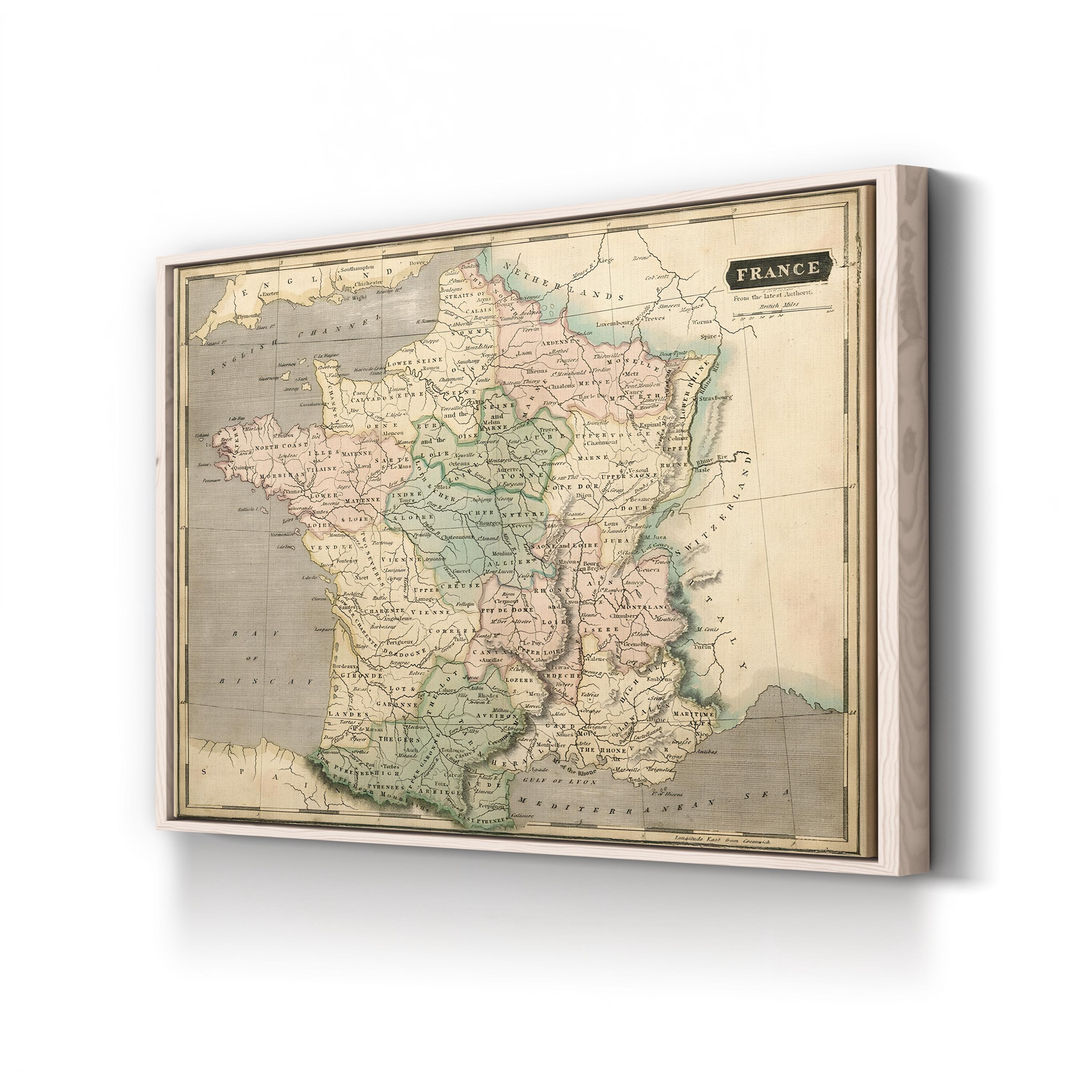 Thomson Map of France, 1814 – Historical Map Wall Art | Vintage Cartography Canvas Print