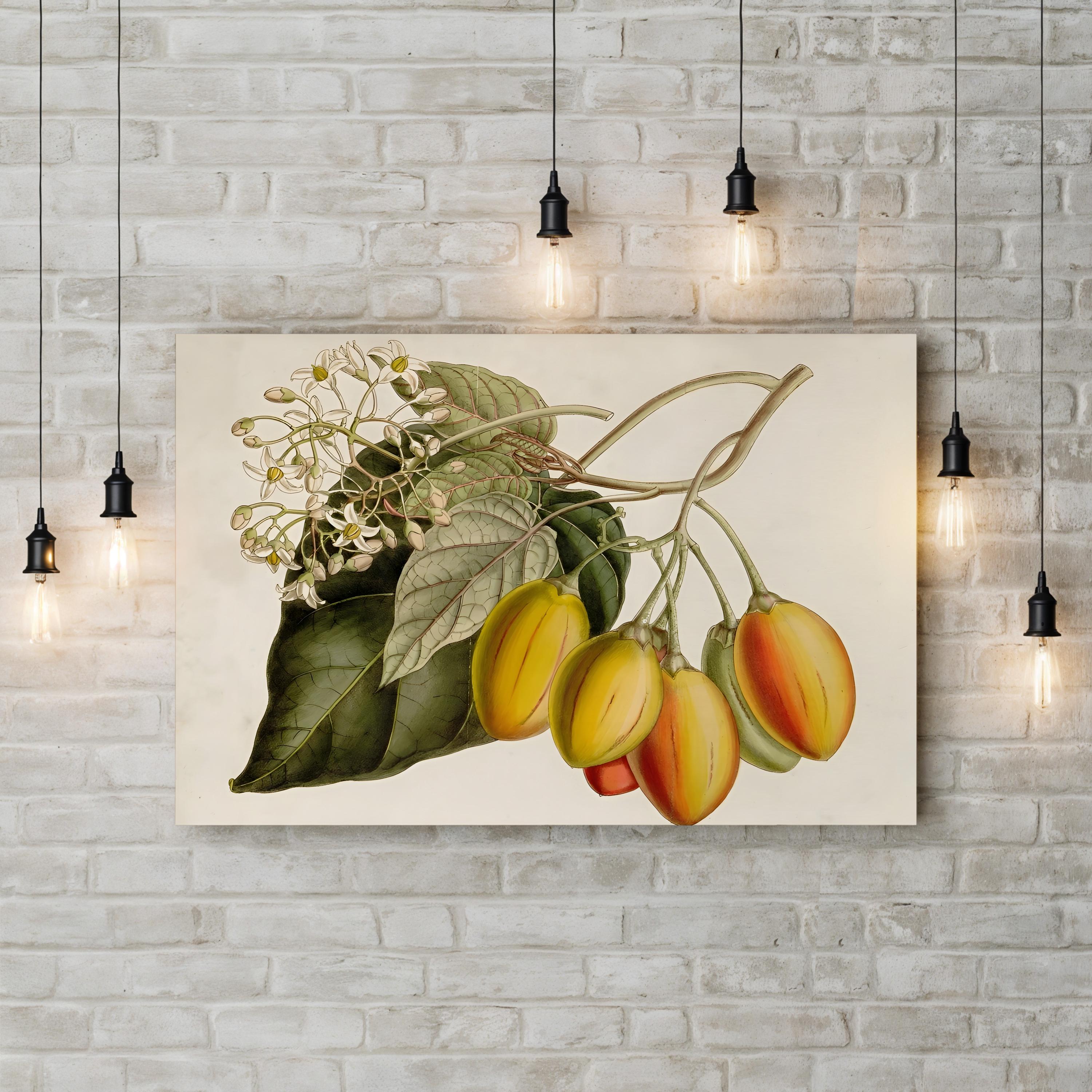 Exotic Garden Tropical Fruit & Foliage Botanical Art Print by Curtis Art