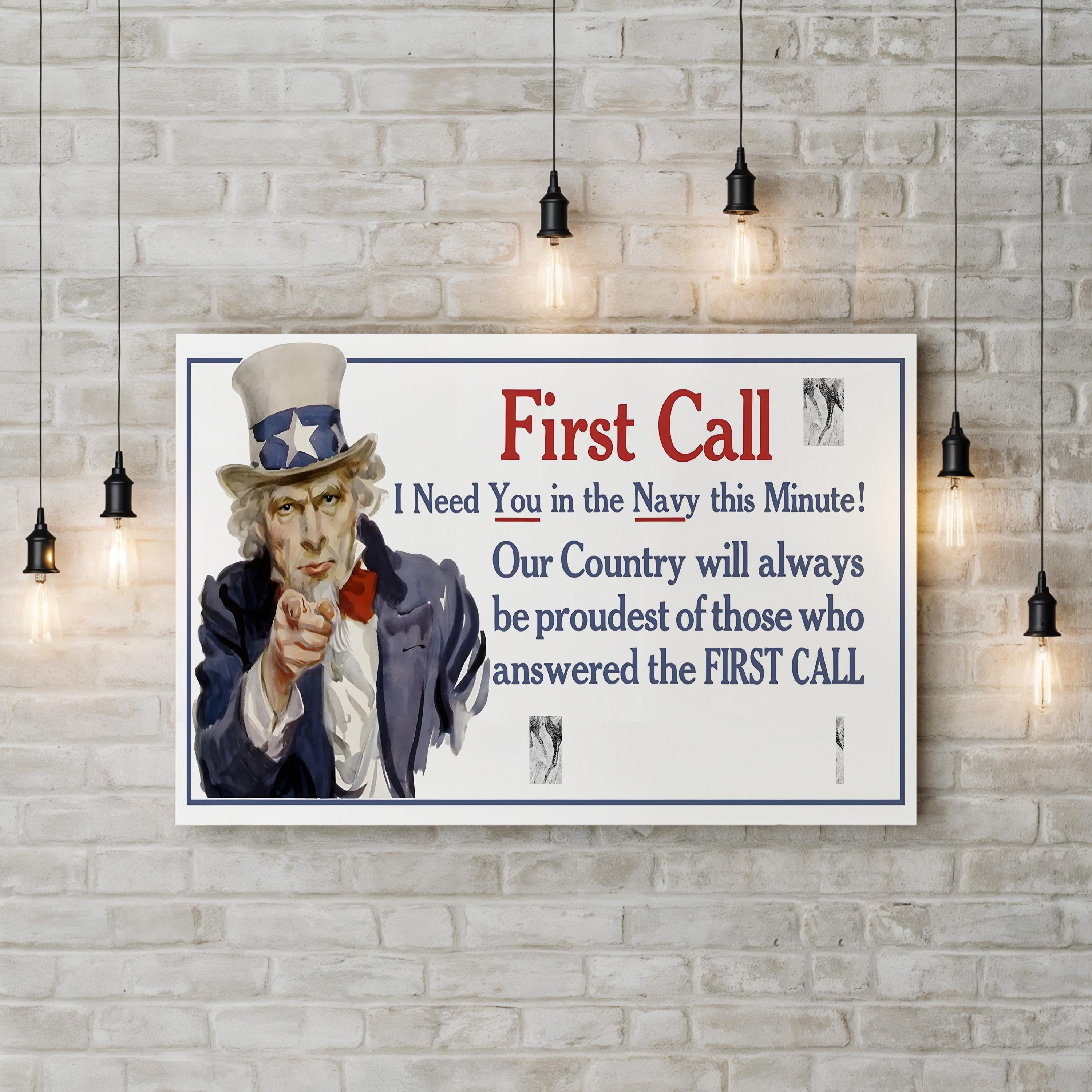 Uncle Sam WWII Patriotic Poster – Period Illustration Wall Art | Vintage Canvas Print