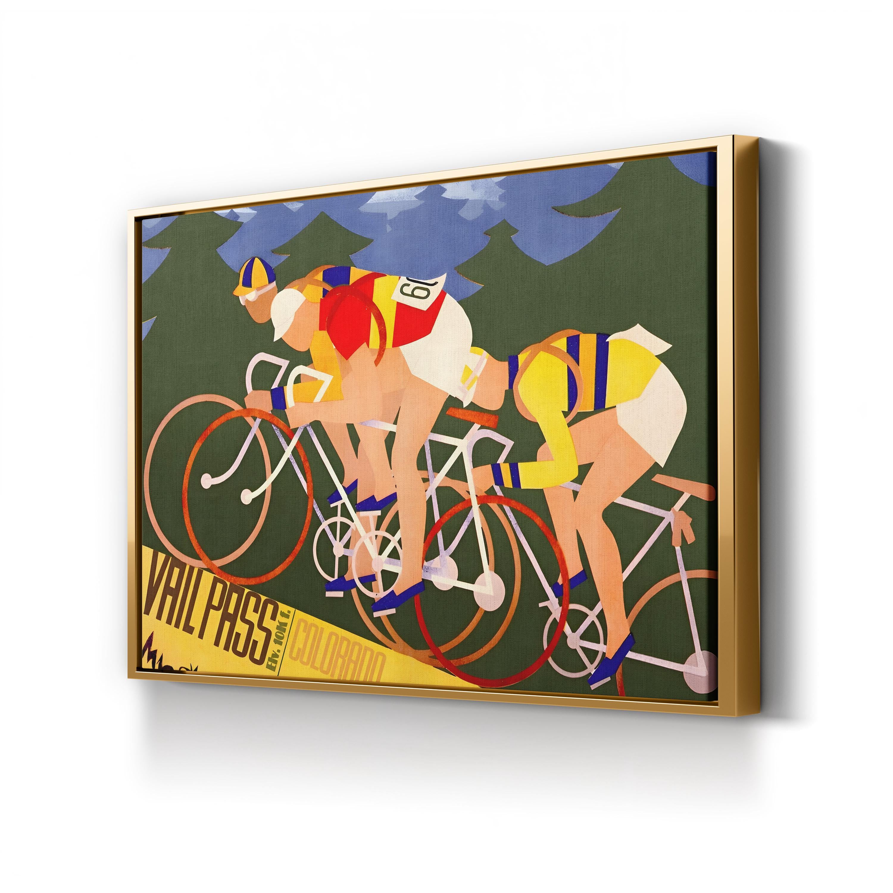 Vintage Cycling Illustration Vail Pass Bicycle Race in Colorado  Poster