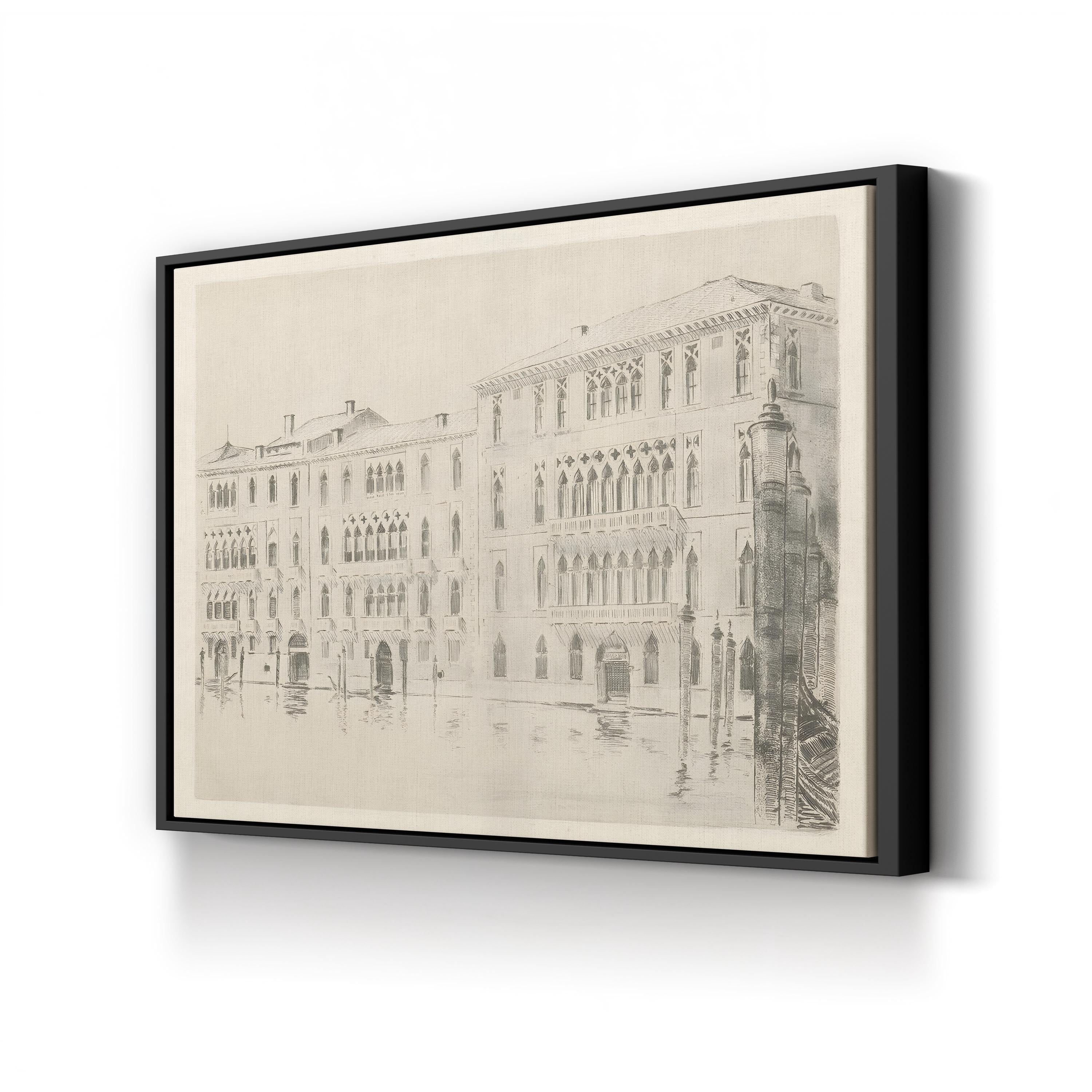 Venice, Italy Canal Architecture Etching Canvas Art Print