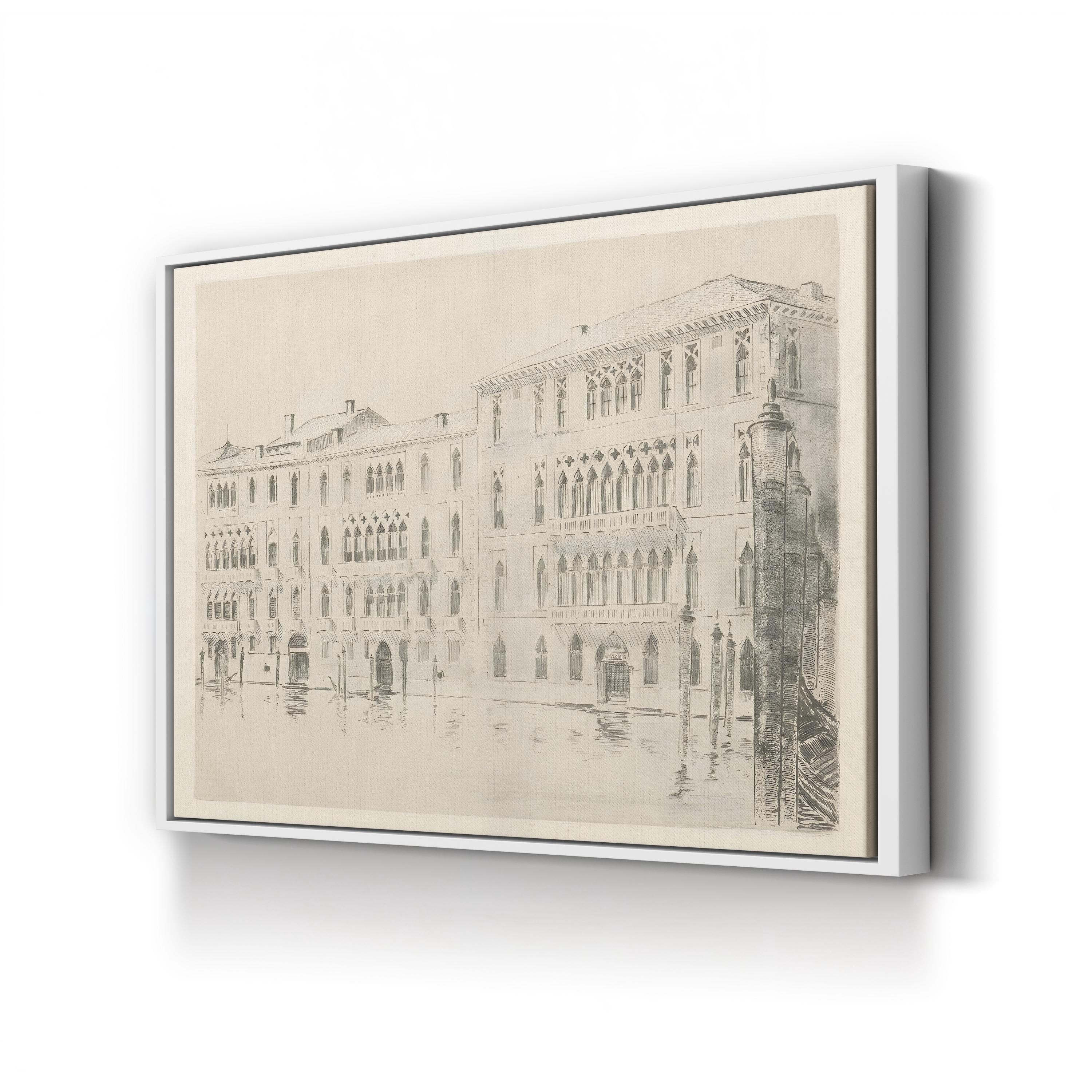 Venice, Italy Canal Architecture Etching Canvas Art Print