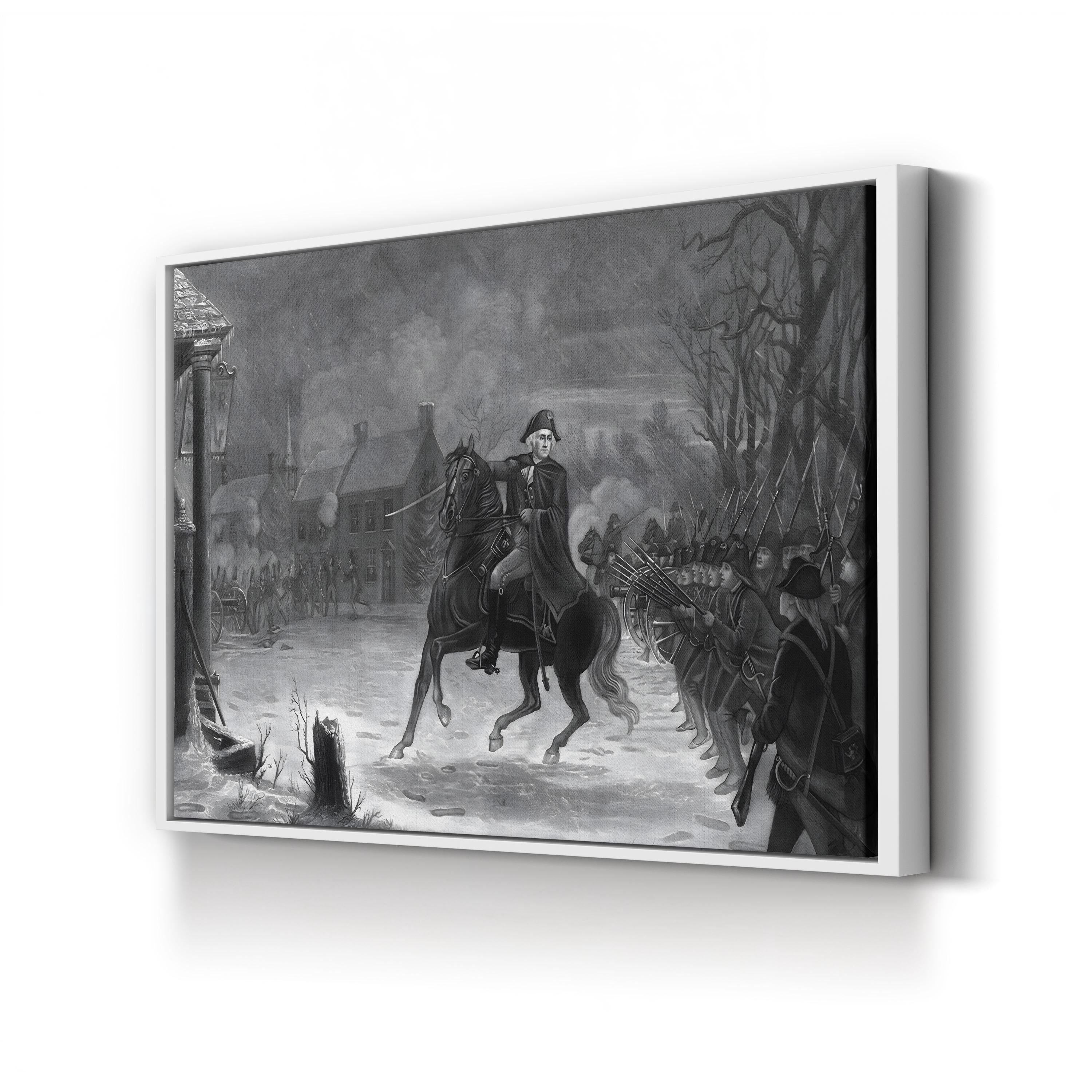 General Leading Troops Through Snow – Period Illustration Wall Art | Vintage Military Canvas Print