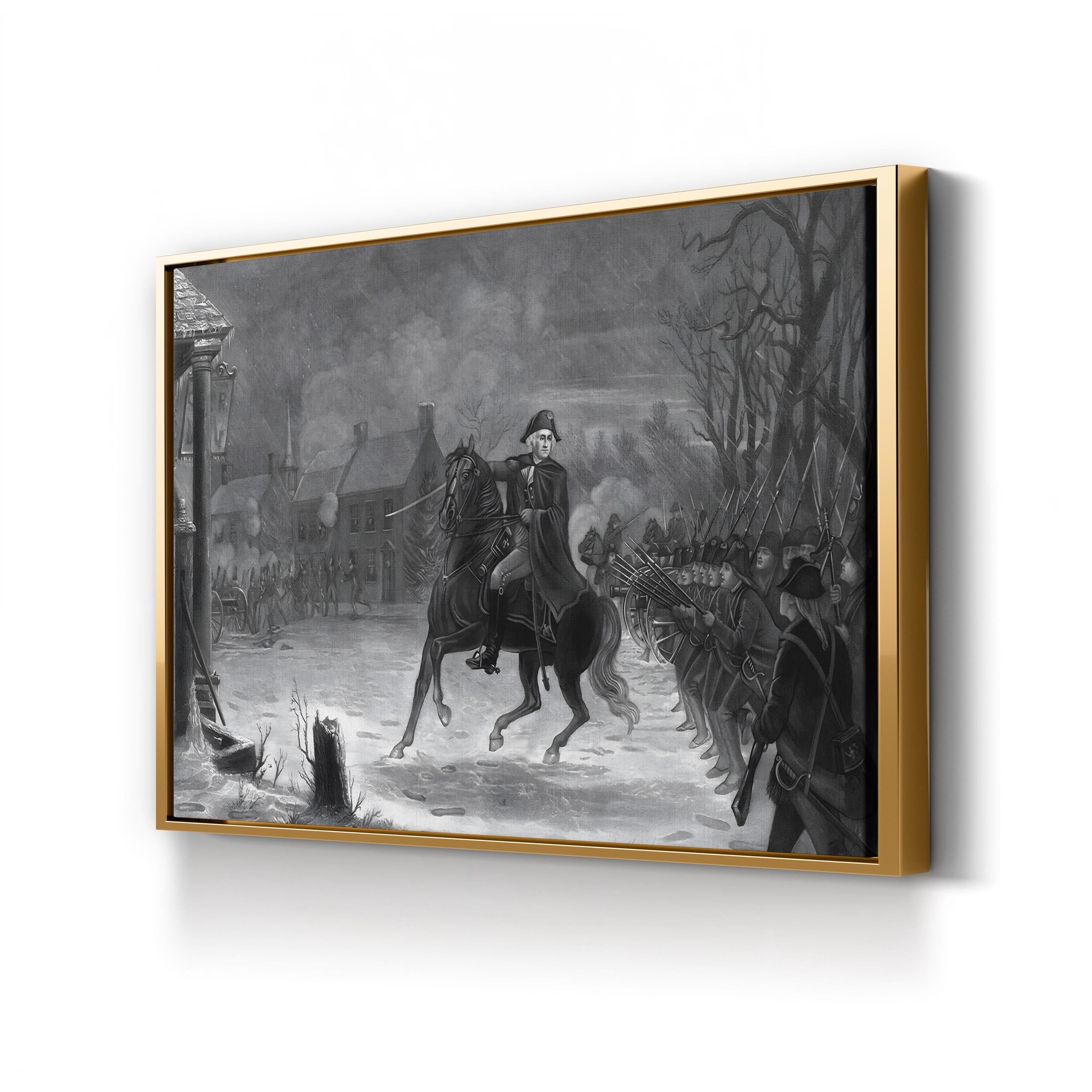 General Leading Troops Through Snow – Period Illustration Wall Art | Vintage Military Canvas Print