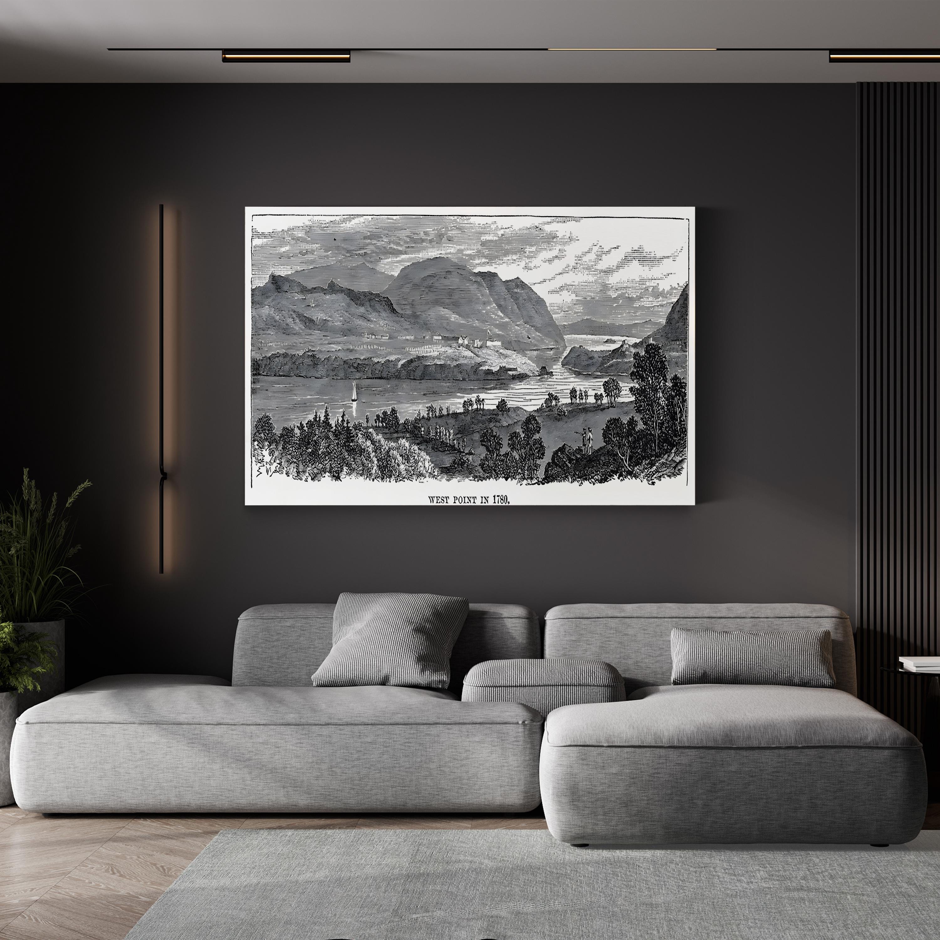 West Point 1780 Hudson River – Period Illustration Wall Art | Vintage Military Canvas Print