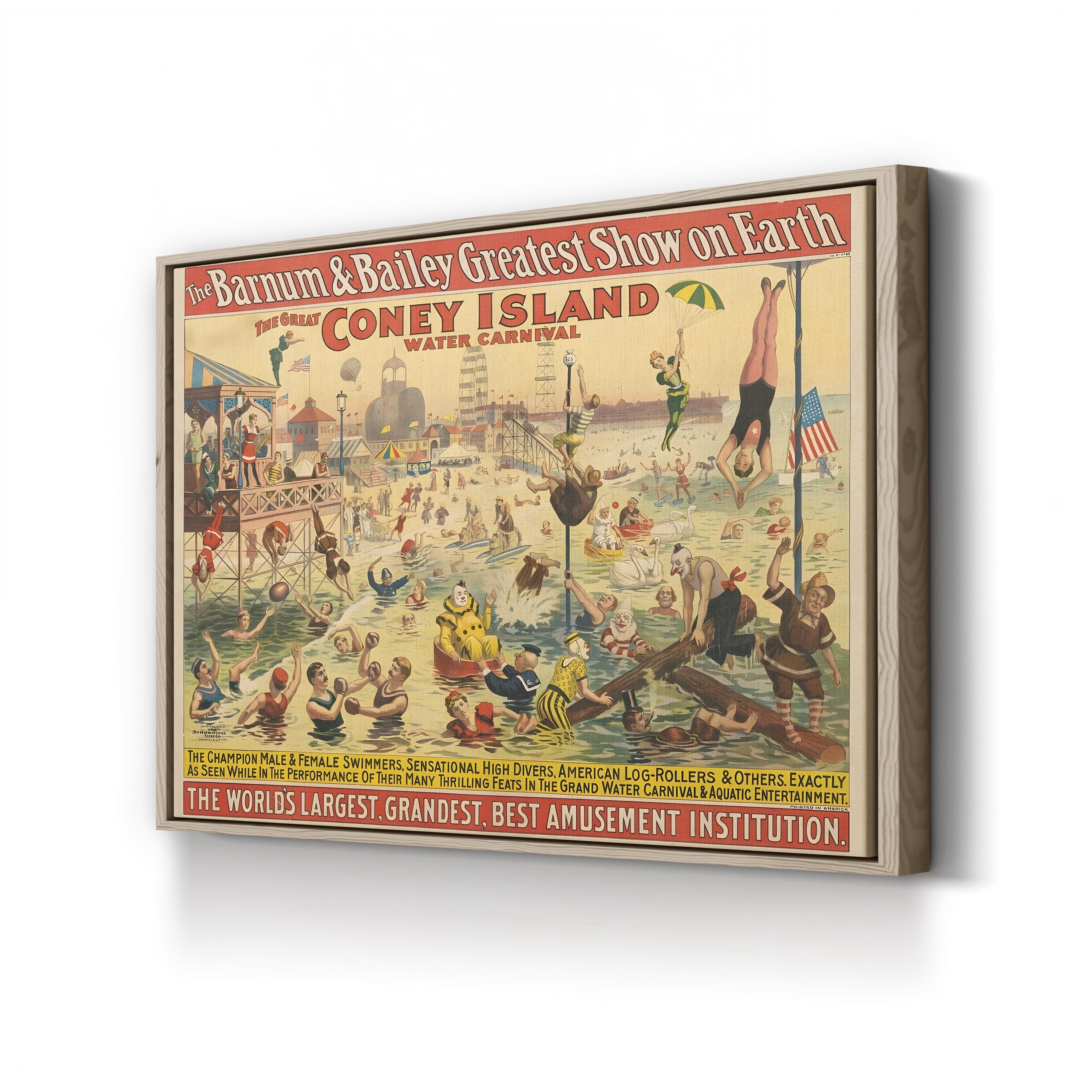 Vintage Barnum & Bailey Circus Poster: 1898 Coney Island Water Carnival
