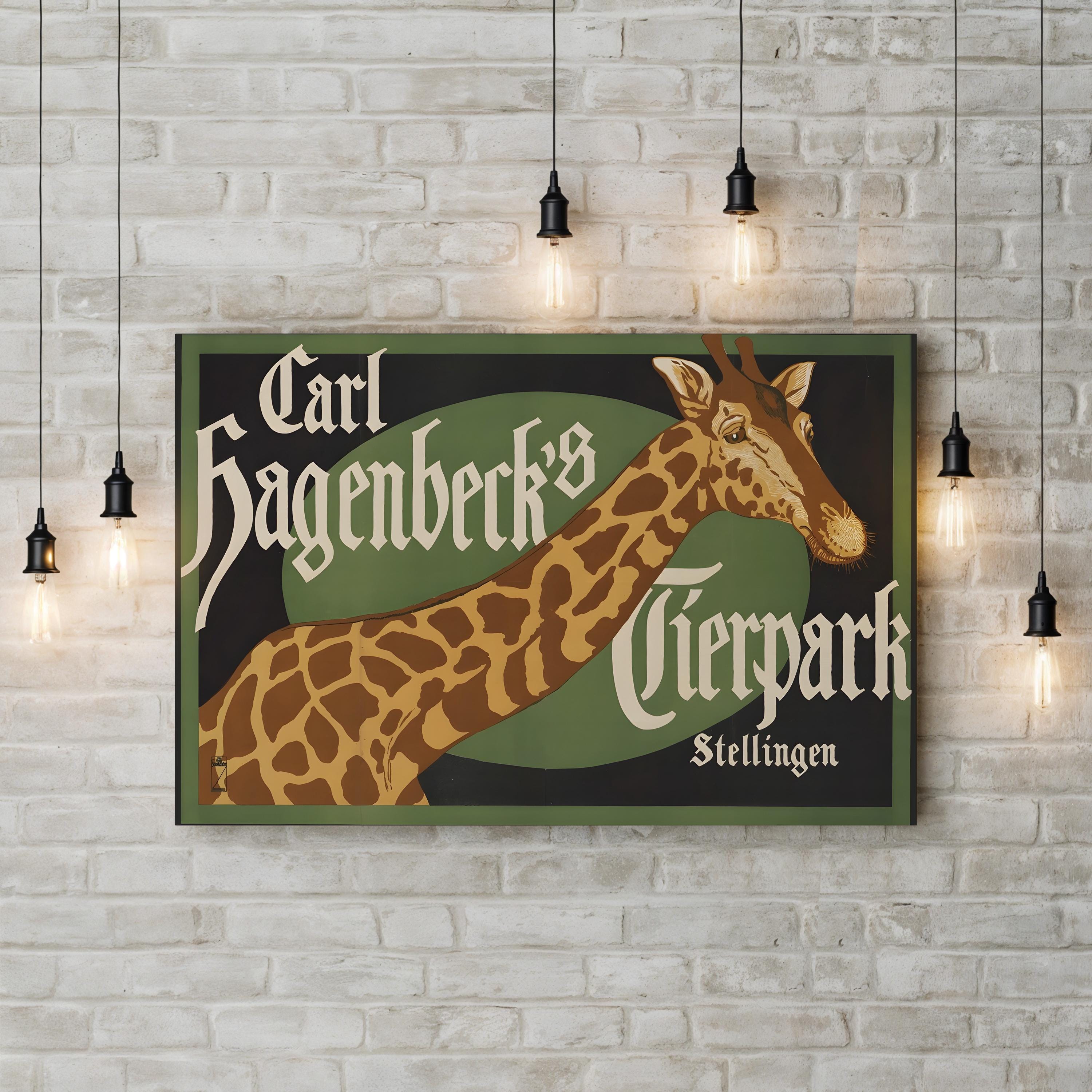 Early 20th-Century Zoo Carl Hagenbeck’s Giraffe Zoo Poster Wall Art