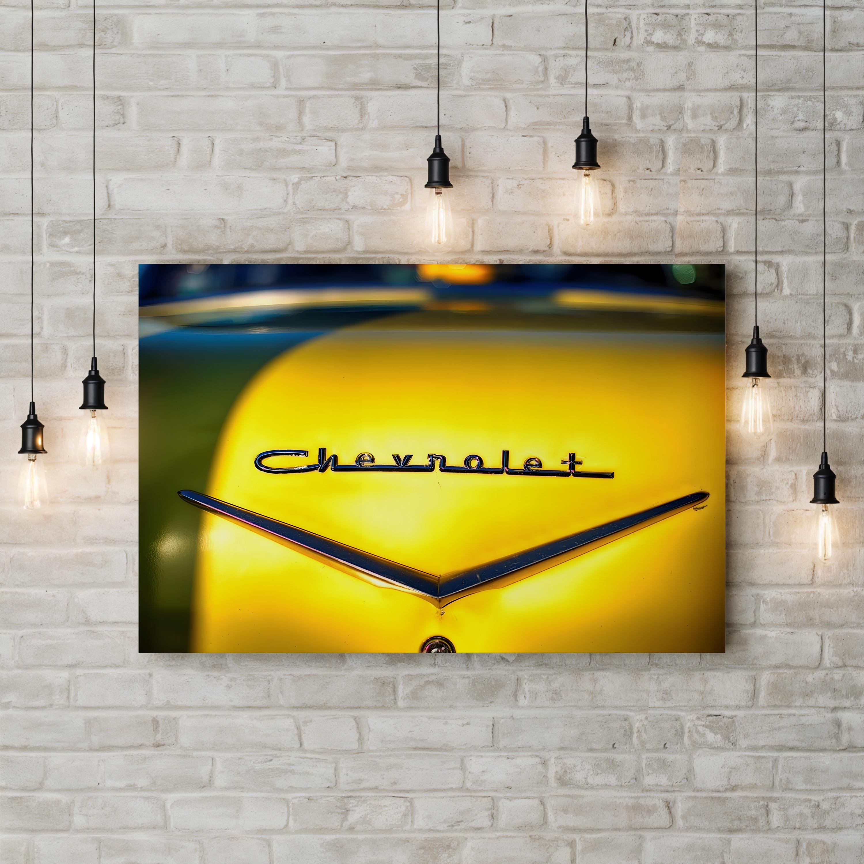 Chevrolet Classic Yellow American Emblem Automotive Wall Art