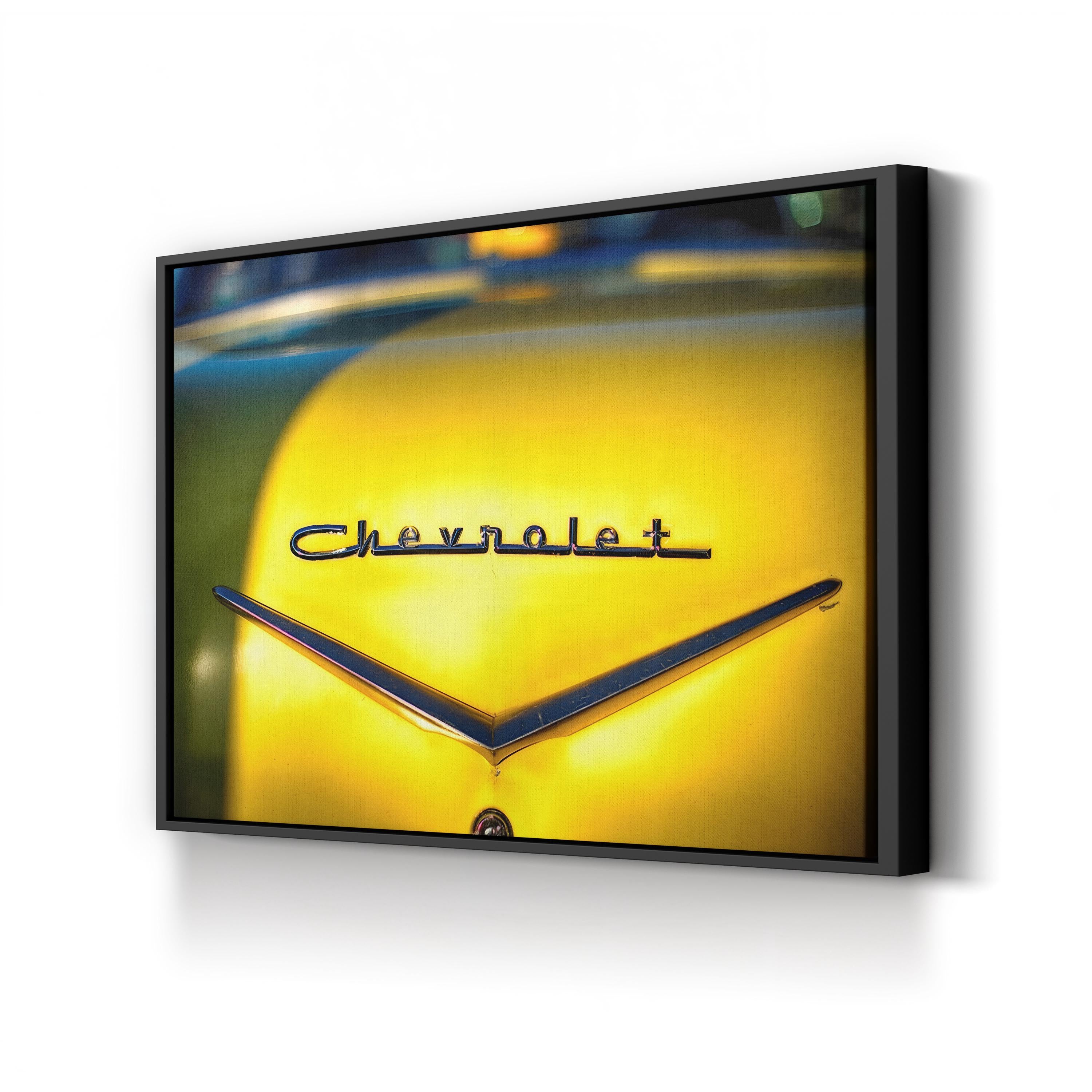 Chevrolet Classic Yellow American Emblem Automotive Wall Art