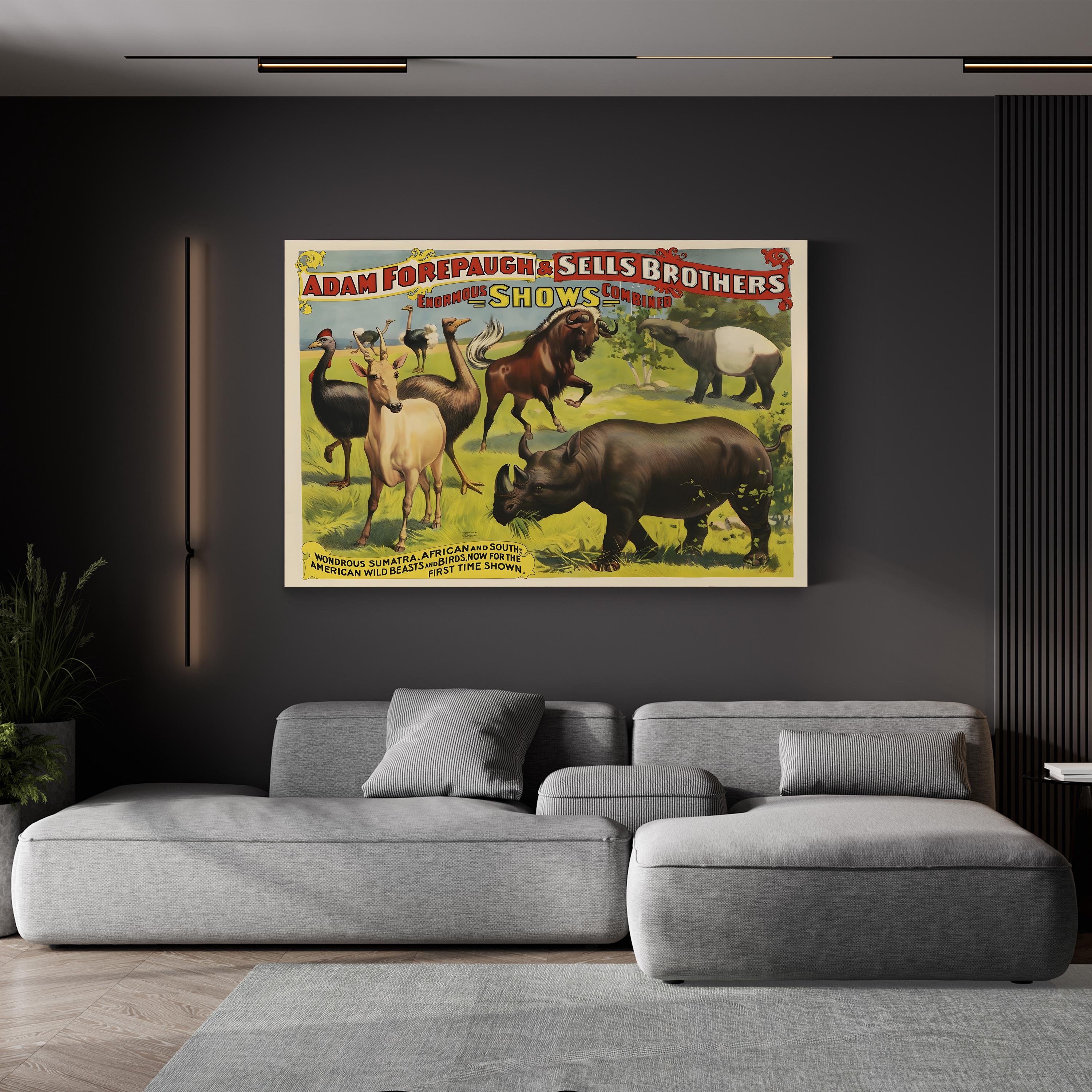 Forepaugh & Sells Exotic Animals Circus – Period Illustration Wall Art | Vintage Poster Canvas Print