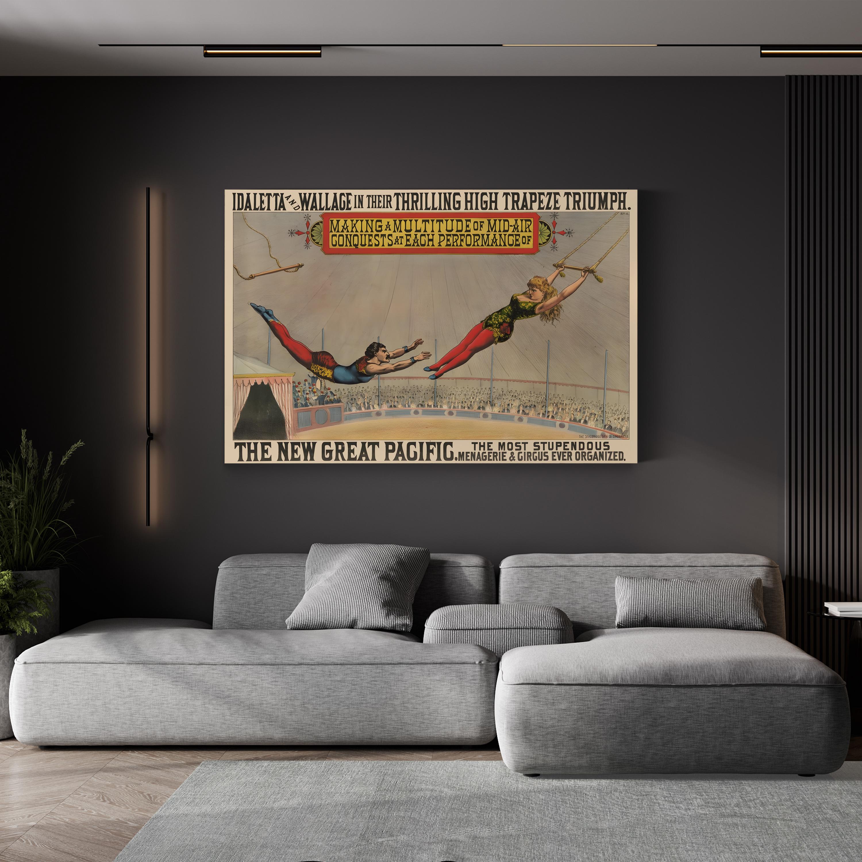 Circus Trapeze Artists Poster – Period Illustration Wall Art | Vintage Circus Canvas Print