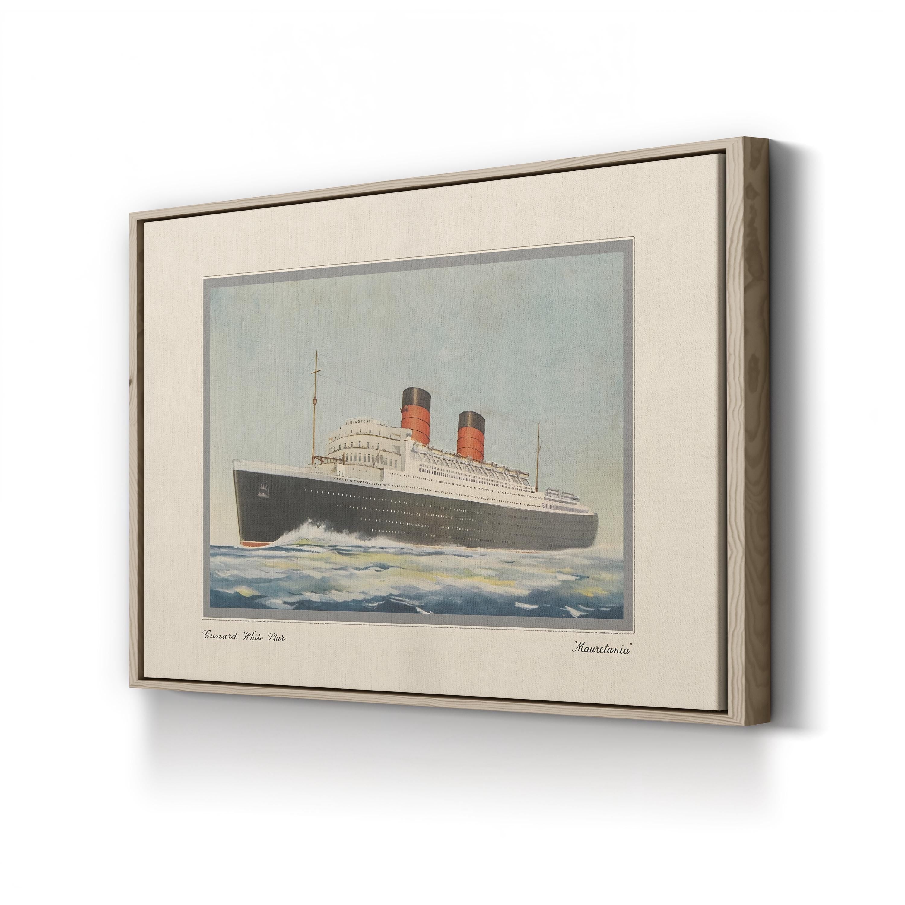 RMS Mauretania Ocean Liner, 1939 canvas print in Oak frame