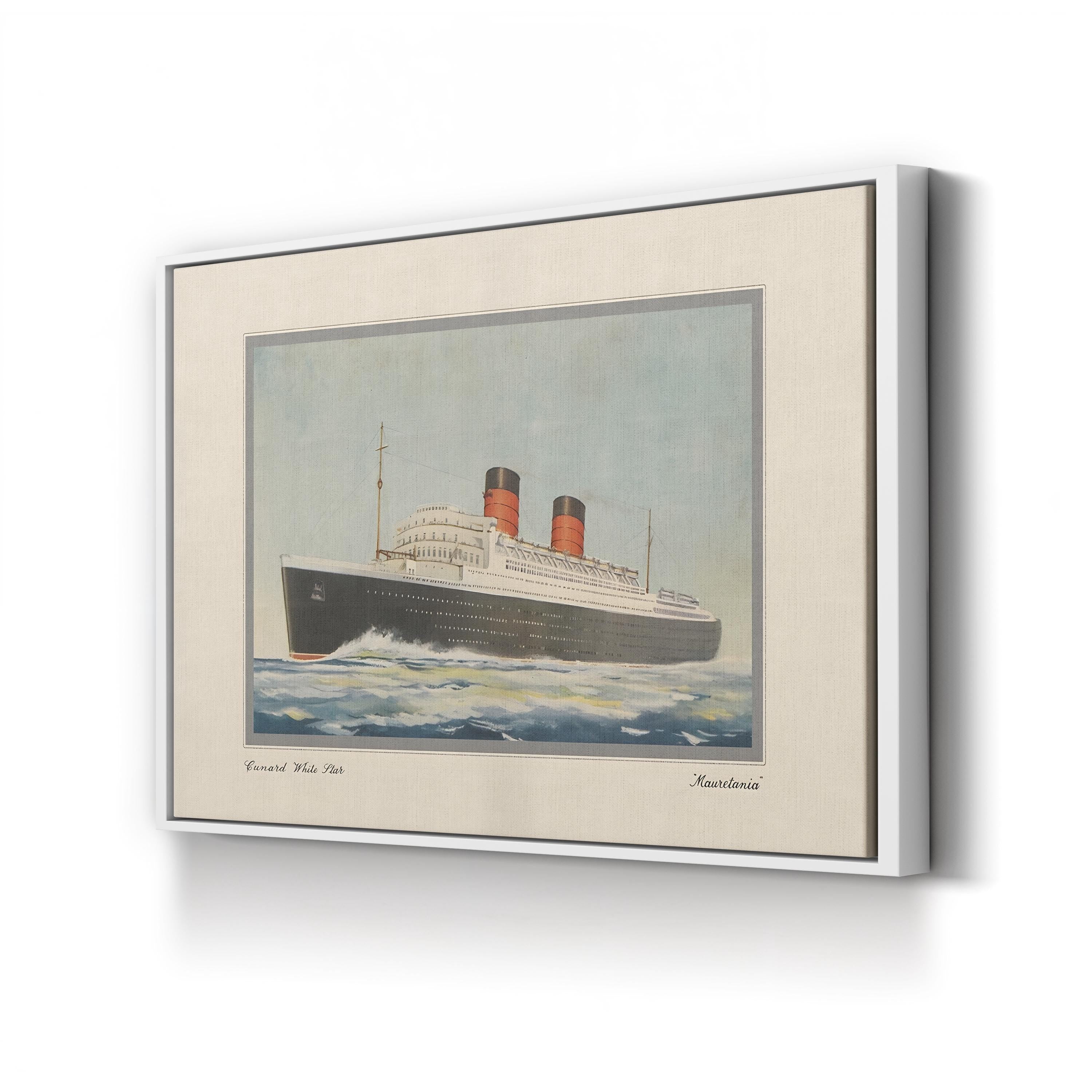 RMS Mauretania Ocean Liner, 1939 canvas print in White frame