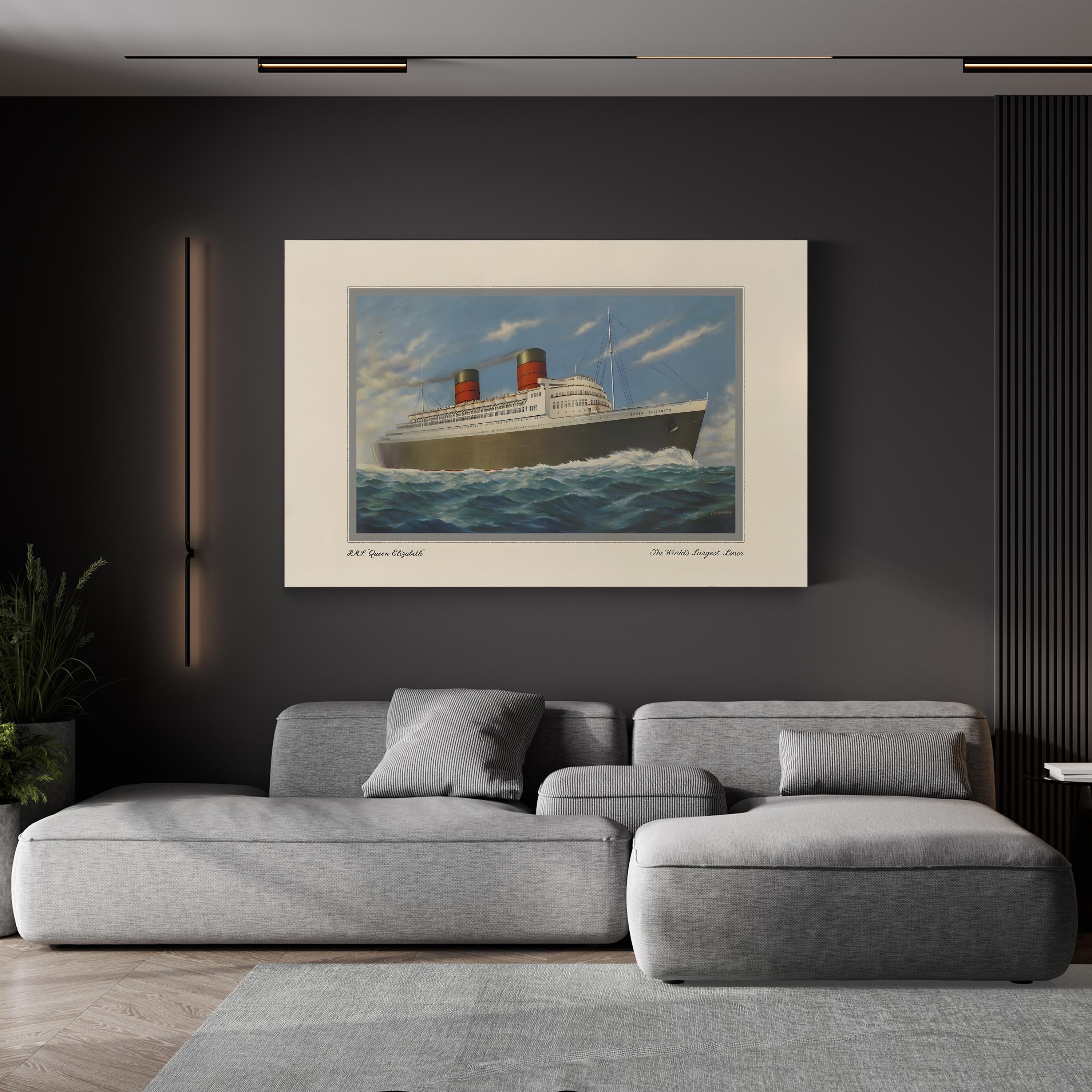 Vintage Cruise II Wall Art – R.M.S. Queen Elizabeth Nautical Maritime Artwork
