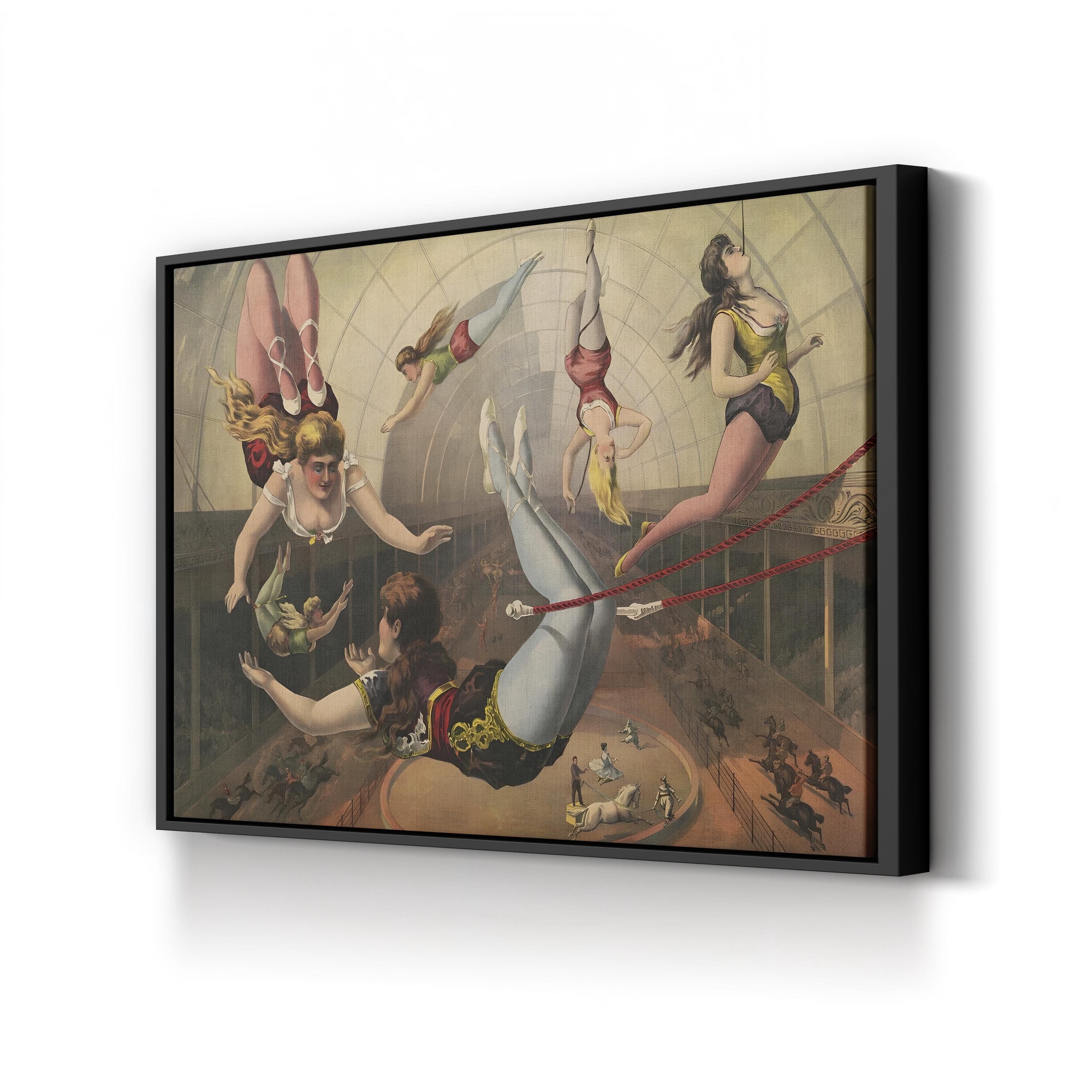 Circus Female Acrobats Antique Performance Art Illustration Canvas Print