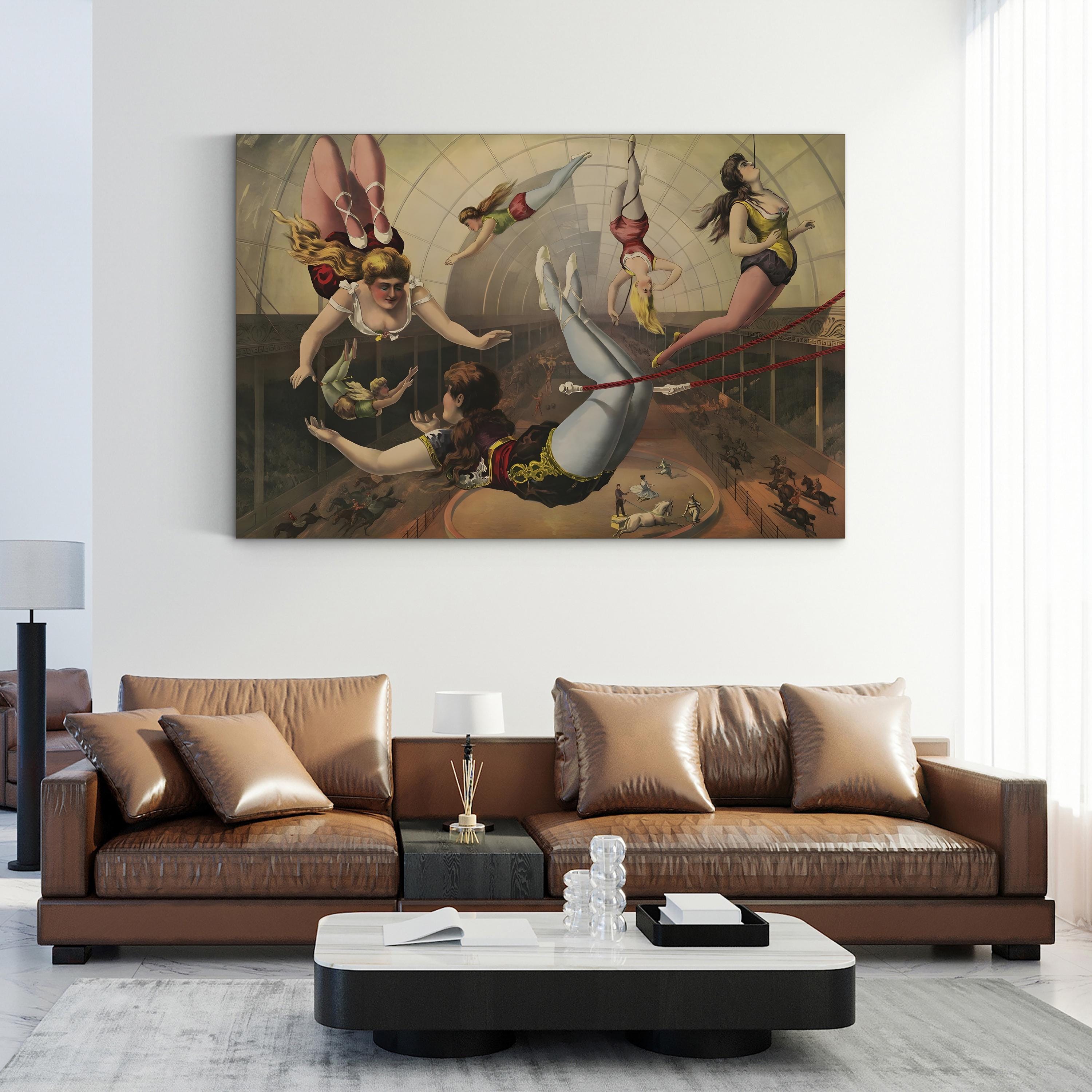 Circus Female Acrobats Antique Performance Art Illustration Canvas Print