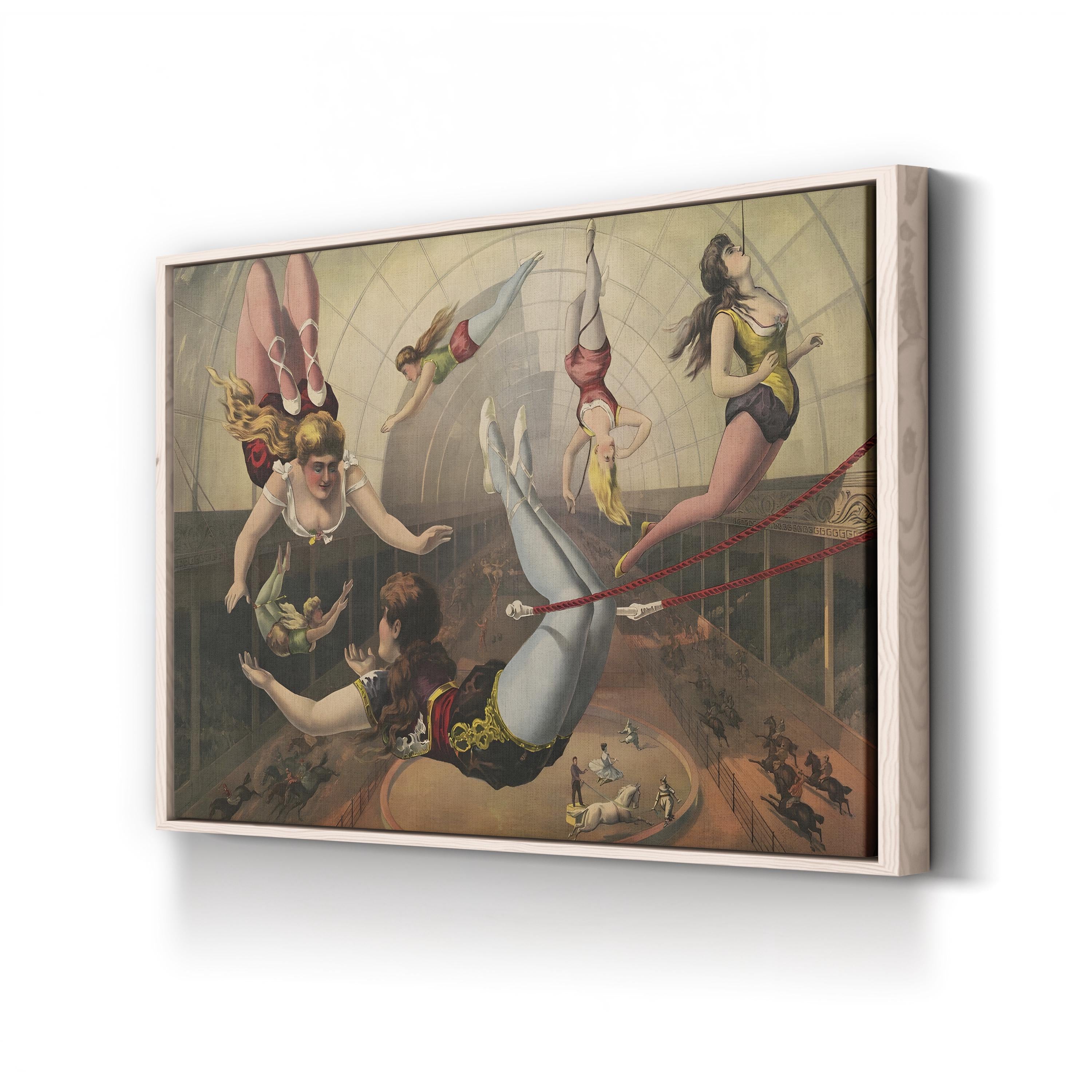 Circus Female Acrobats Antique Performance Art Illustration Canvas Print