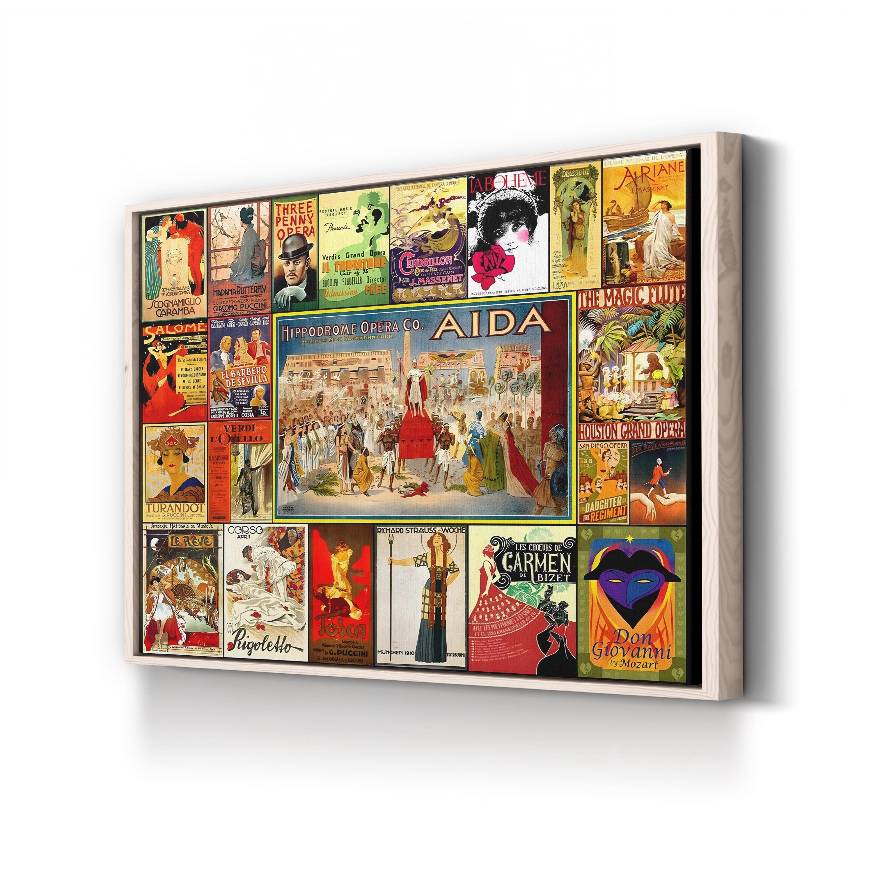 Opera Poster Collage – Period Illustration Wall Art | Vintage Theatre Canvas Print