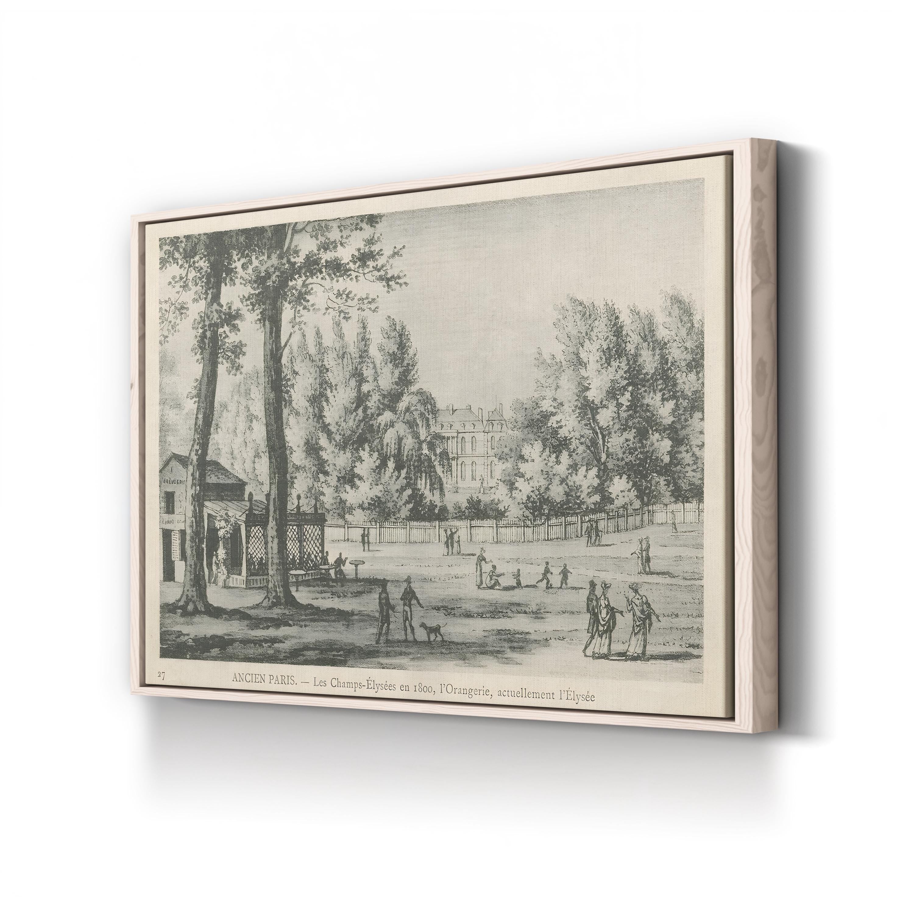 Parisian Street Scene – Period Illustration Wall Art | Black & White Canvas Print