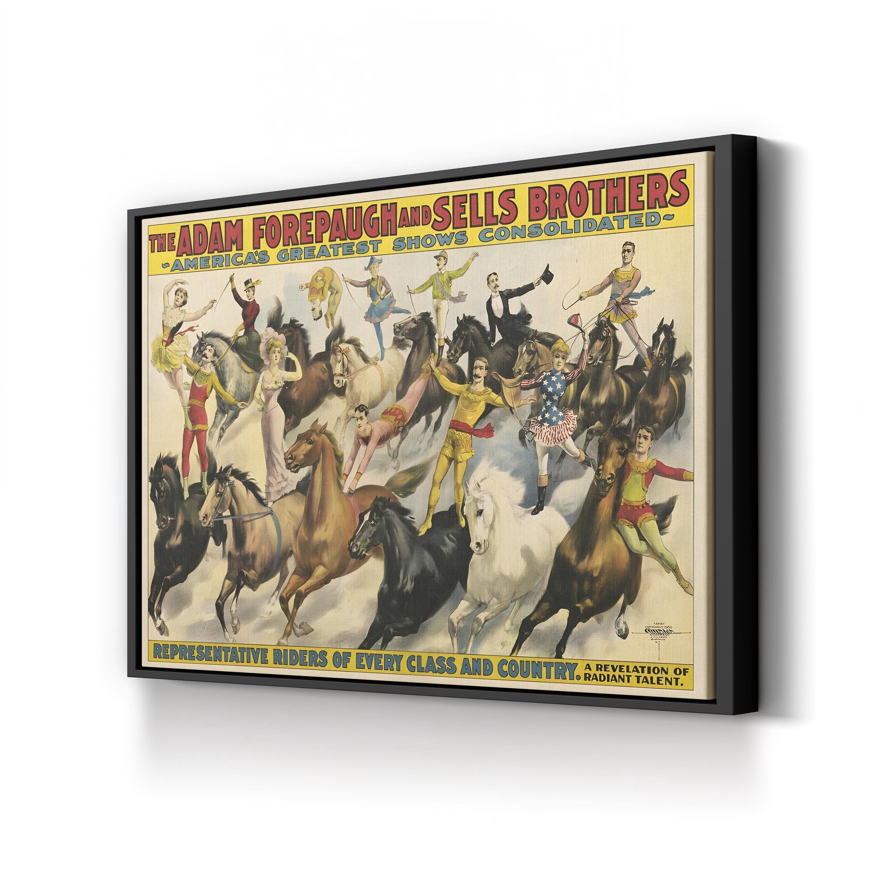 Vintage Adam Forepaugh Circus Poster Canvas Print: 19th Century American Circus Art